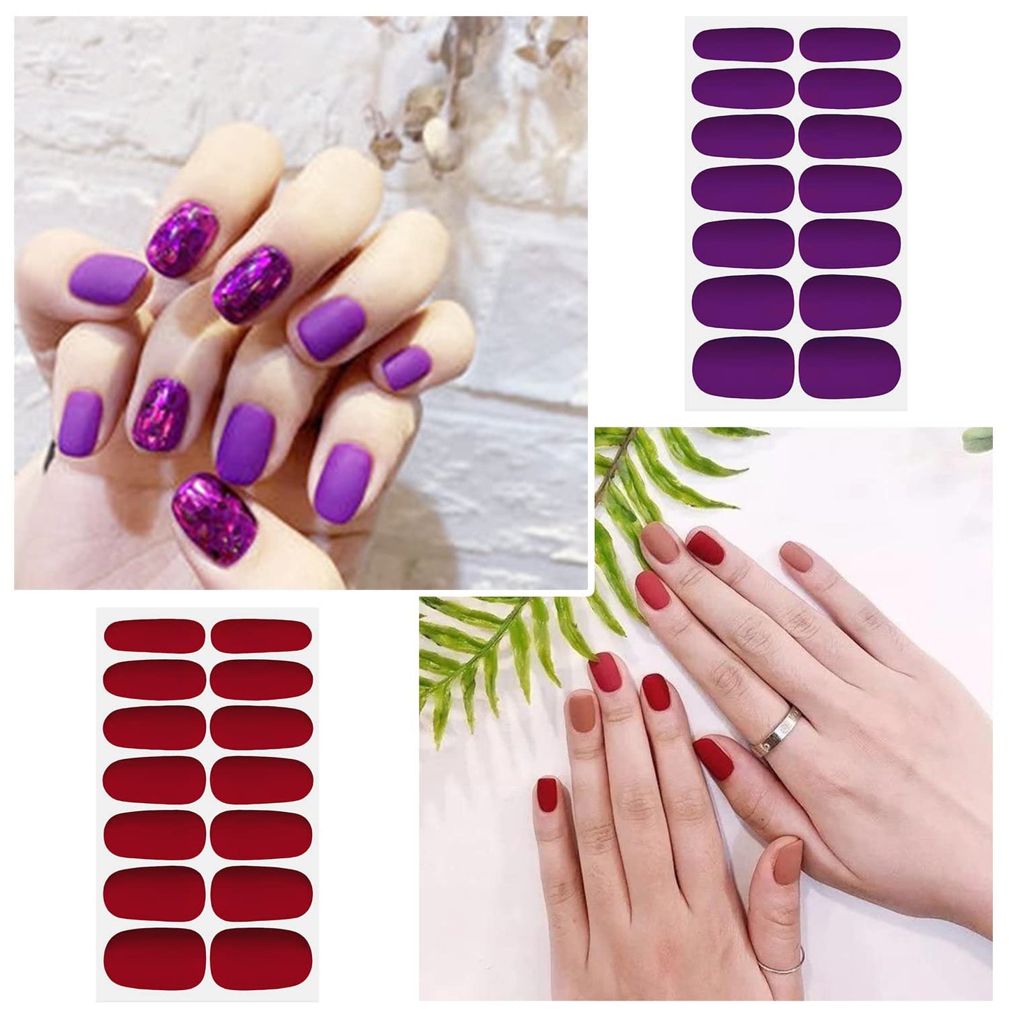 SILPECWEE Matte Nail Wraps for Women Solid Color Red Nail Polish Strips Self Adhesive Nail Sticker Polish Gel Nails Strips Fingernails Art Accessories with 1pc File (20 Sheets)