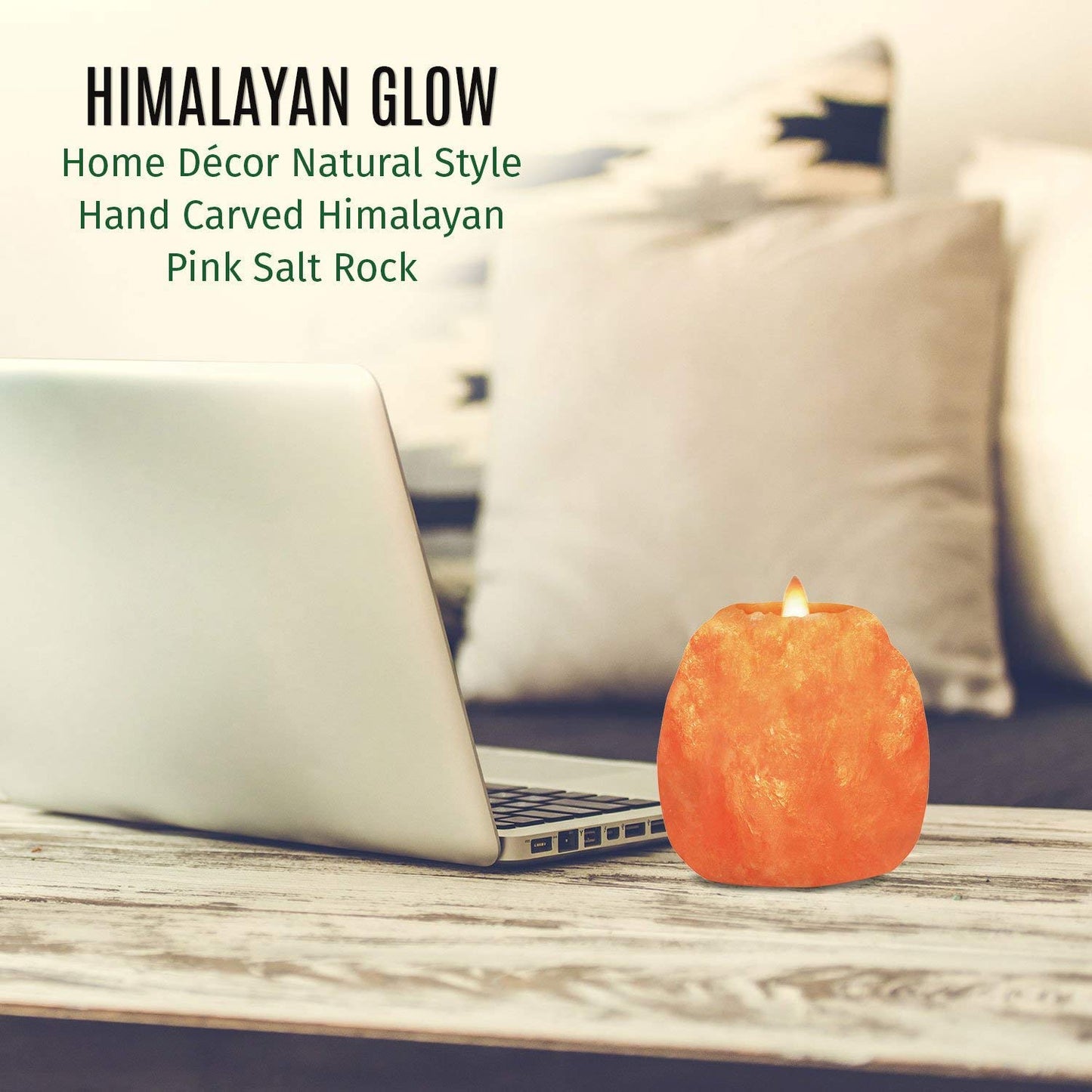 Himalayan Glow Tealight Candle Holder, Home Décor Natural Style Hand Carved Salt Lamp - 2 Pack