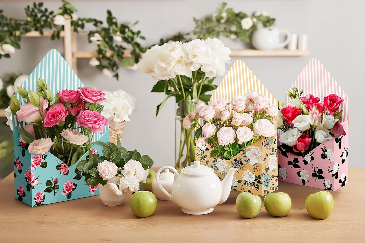 Lyforpyton Flower Arrangement Gifts Boxes, Envelope Gift Box For Flowers , Foldable Decorative Bouquet Packaging Paper Box , Suitable for Flower Shop , Wedding , Party , Birthday , Valentine's Day and Mother's Day ( 9 Pcs )