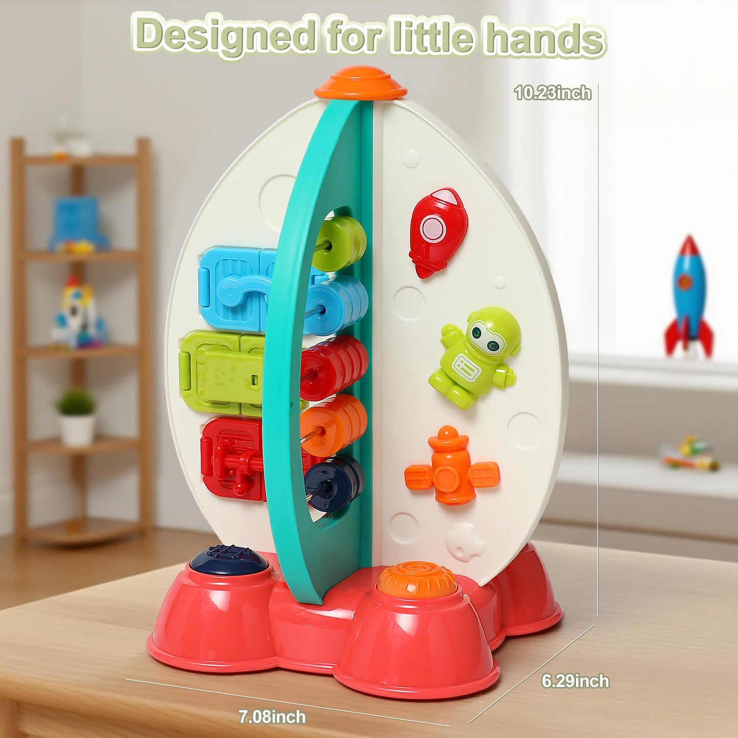 Didklom Musical Rocket Toy for Toddlers 1-3 ， Space Learning Toy with Lights & Songs ， Sensory Fine Motor Skills Development ， Birthday Gifts for Boys & Girls