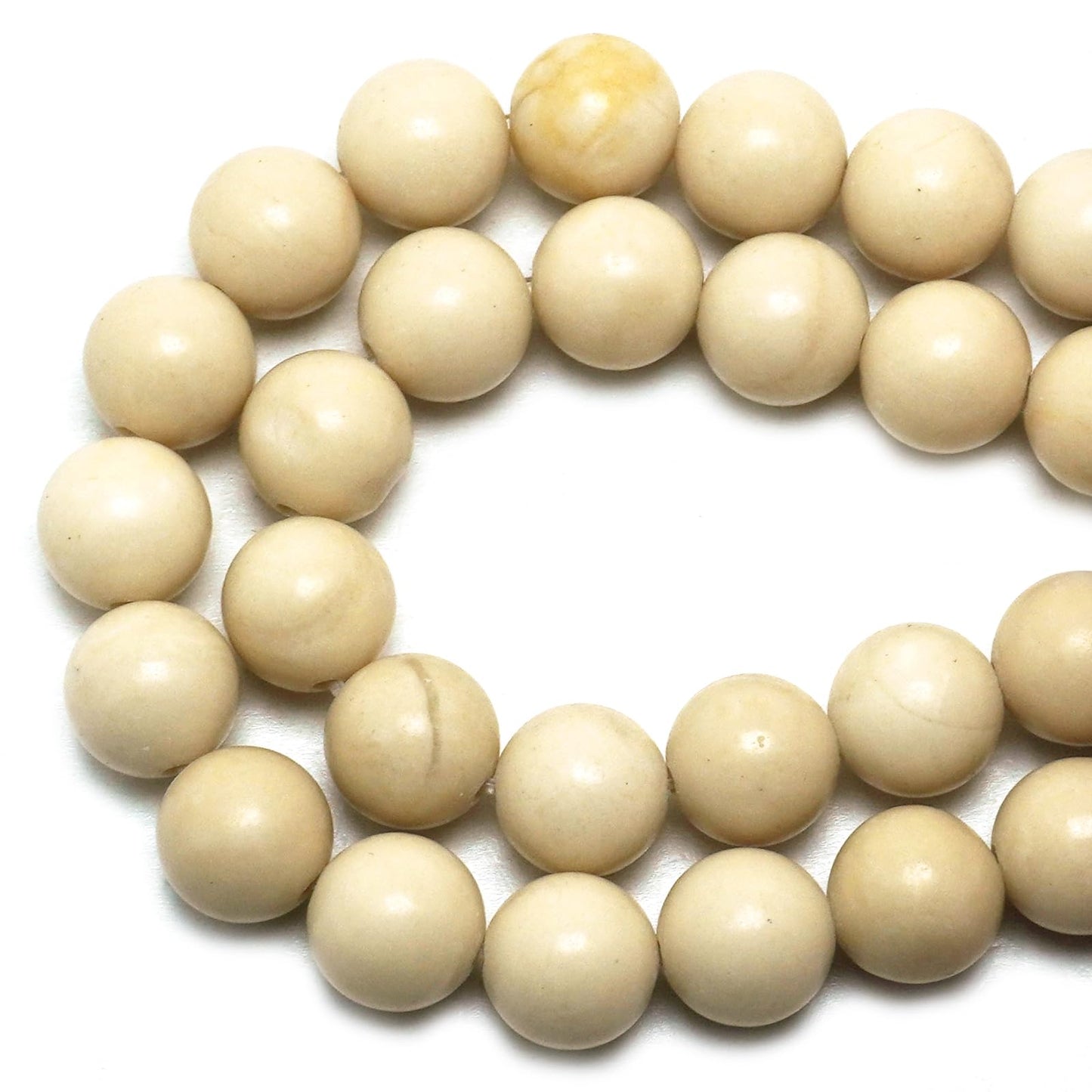 DIQIO Natural Stone Beads for Jewelry Making - 6mm Gemstone Round Loose Beads for Bracelets(58-60pcs, White Sand Stone)