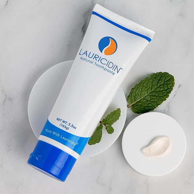 Lauricidin All-Natural Toothpaste - Plant-Based, Fluoride-Free, SLS-Free Made with The Power of Lauricidin for Superior Cleaning and Natural Whitening- Large 5.5 oz Tube
