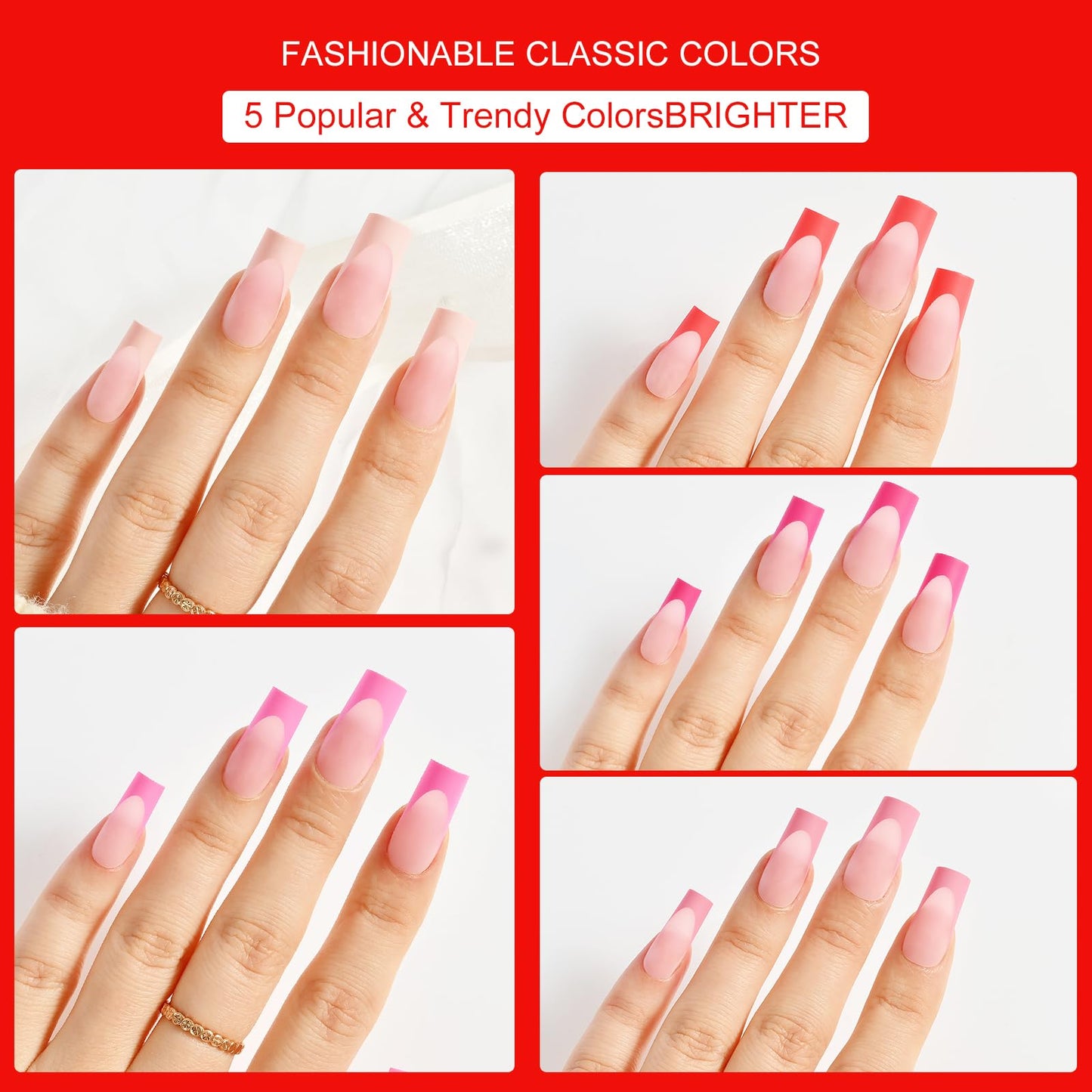 Jellyqueen 150PCS Medium Square French Press On Nails, Matte Glitter Soft Gel Fake Nails, False Nails with Adhesive Tabs, Reusable DIY Salon Style Nails for Women & Girls(A18-02-01)