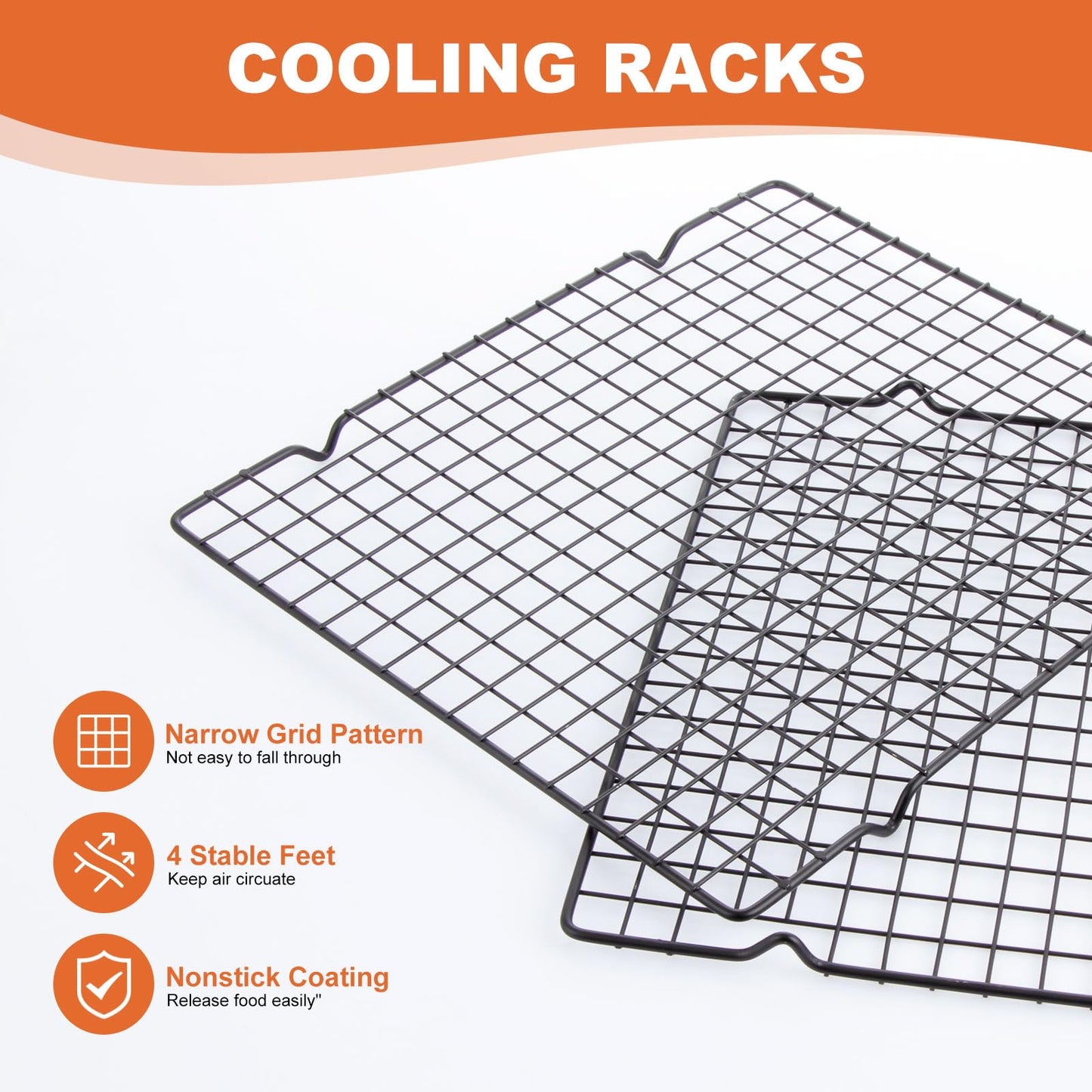 DAJAVE 8 Pack Cooling Racks for Cooking and Baking, 10x11 Inch Wire Rack Baking Rack, Heavy Duty Baking Rack For Oven Cooking, Roasting, Grilling Drying(Black)