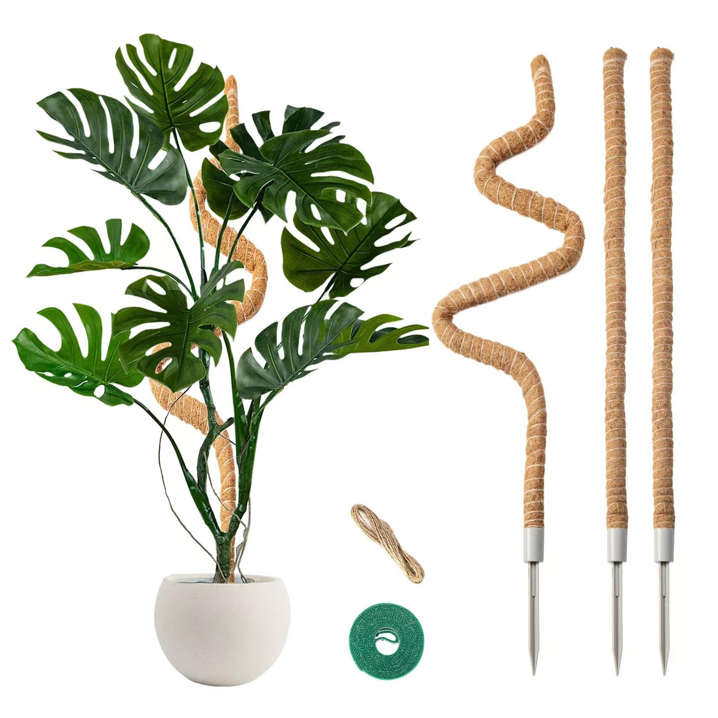 3 Pack Moss Pole, 50 Inch Moss Poles for Climbing Plants Stakes Indoor Monstera Support Tall Large Bendable Long Coco Coir DIY for Potted Plants, Pothos, Philodendron