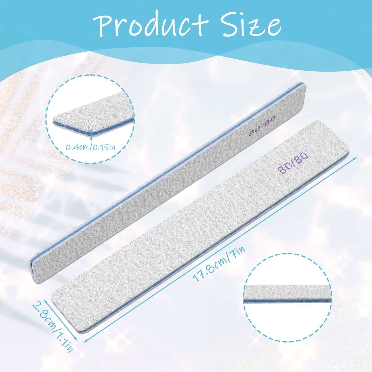 60 PCS 80/80 Grit Nail Files, Professional Double Sided Acrylic Nails Emery Boards for Acrylic Nails, Fake Nails, Manicure Tools