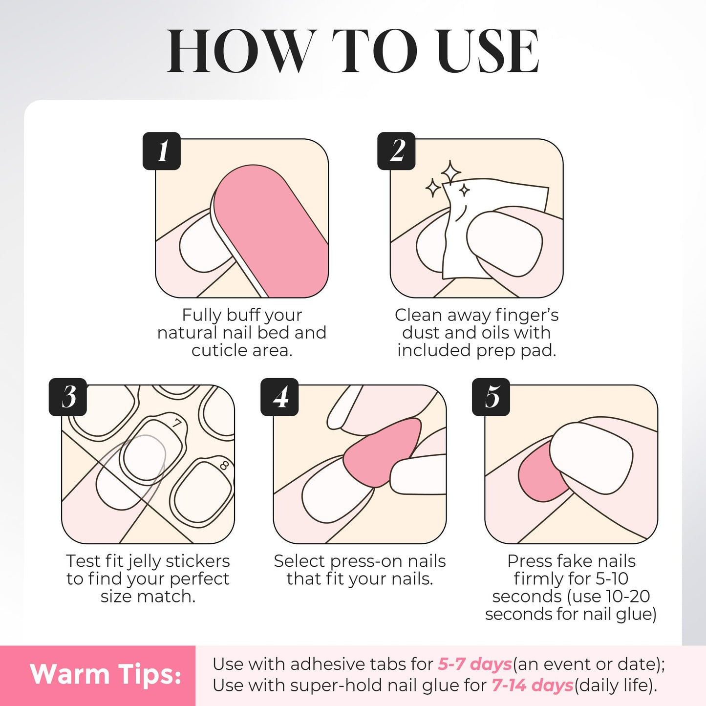 UNA GELLA 32Pcs Soft Gel Press on Nails - 16 Sizes French Tip Short Square Glue on Nails, Reusable Nude Beige False Nails, Full Cover Acrylic Nail Kit for Women DIY Home Manicure