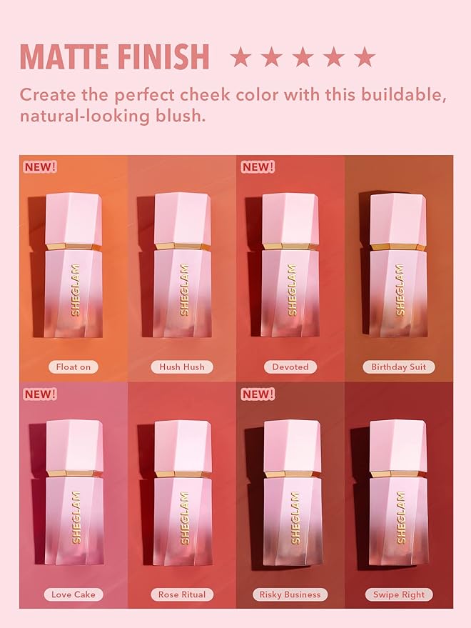 SHEGLAM Color Bloom Liquid Blush Makeup for Cheeks Matte Finish - Rose Ritual