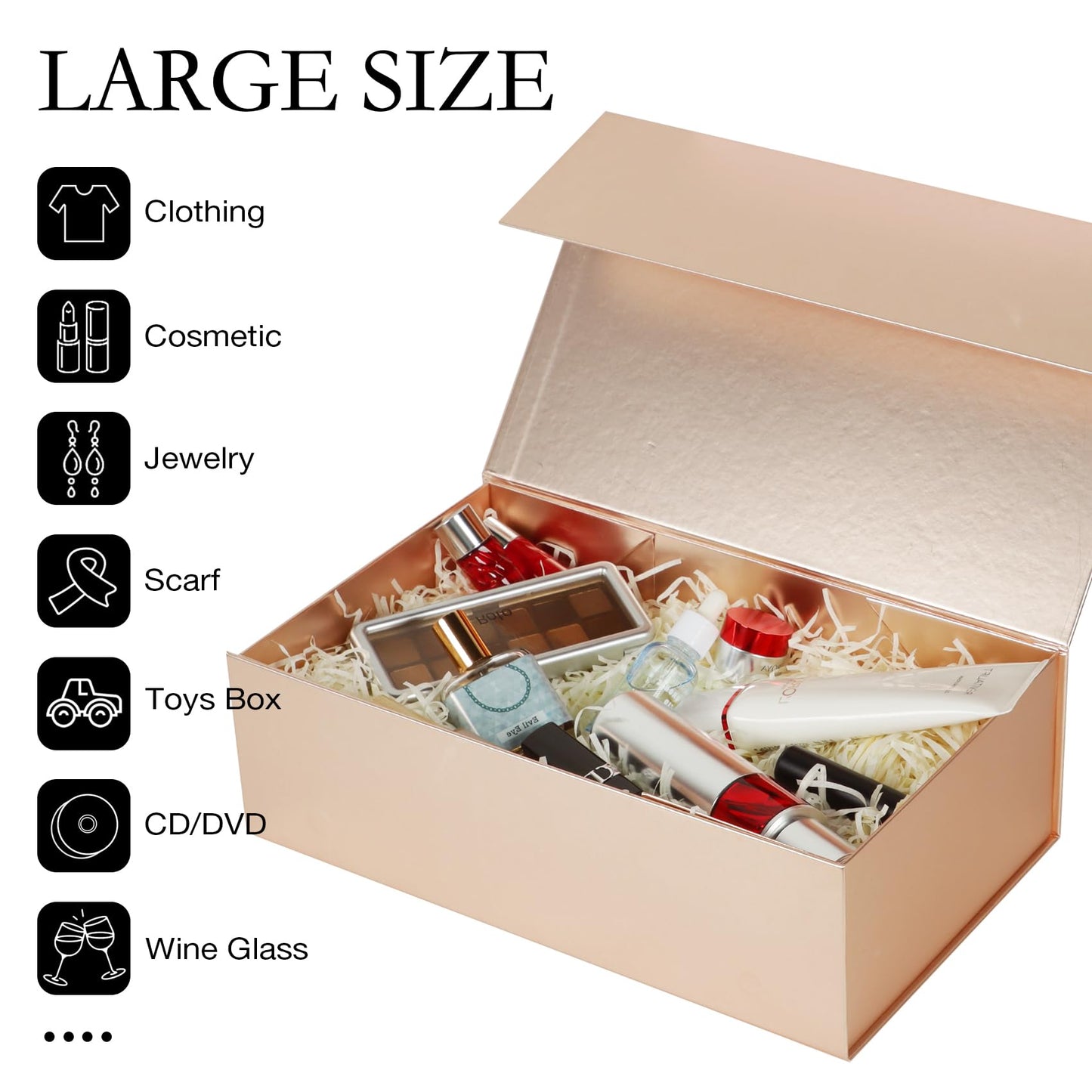 LFBOX Rose Gold Gift Box with Magnetic Lid 13.8x8.3x4.4 in, Bridesmaid Groomsman Proposal Box, Large Rectangle Storage Box 5 Pack