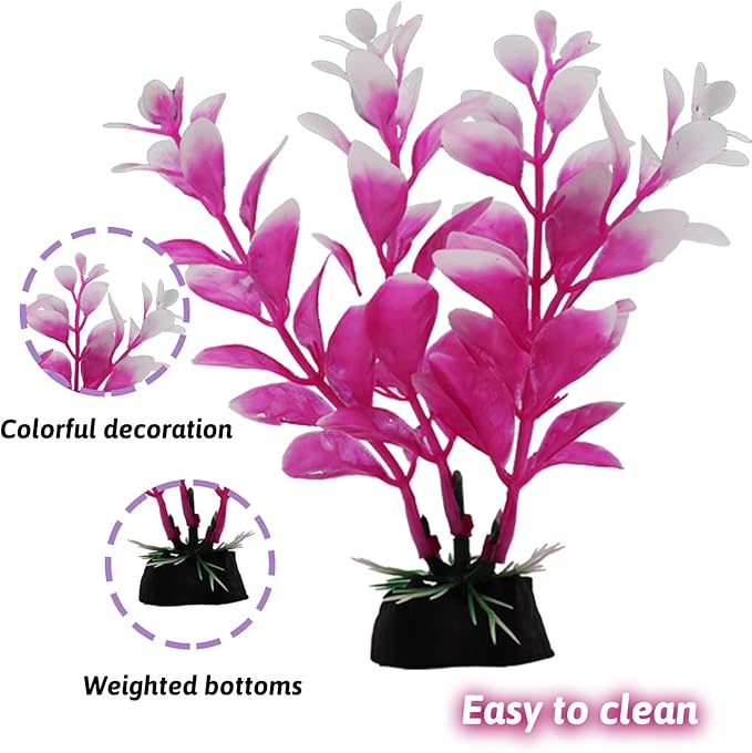 PietyPet Fish Tank Decorations Plants with Resin Broken Barrel and Cave Rock View, 15pcs Aquarium Decorations Plants Plastic,Fish Tank Accessories, Fish Cave and Hideout Ornaments, Aquarium Decor
