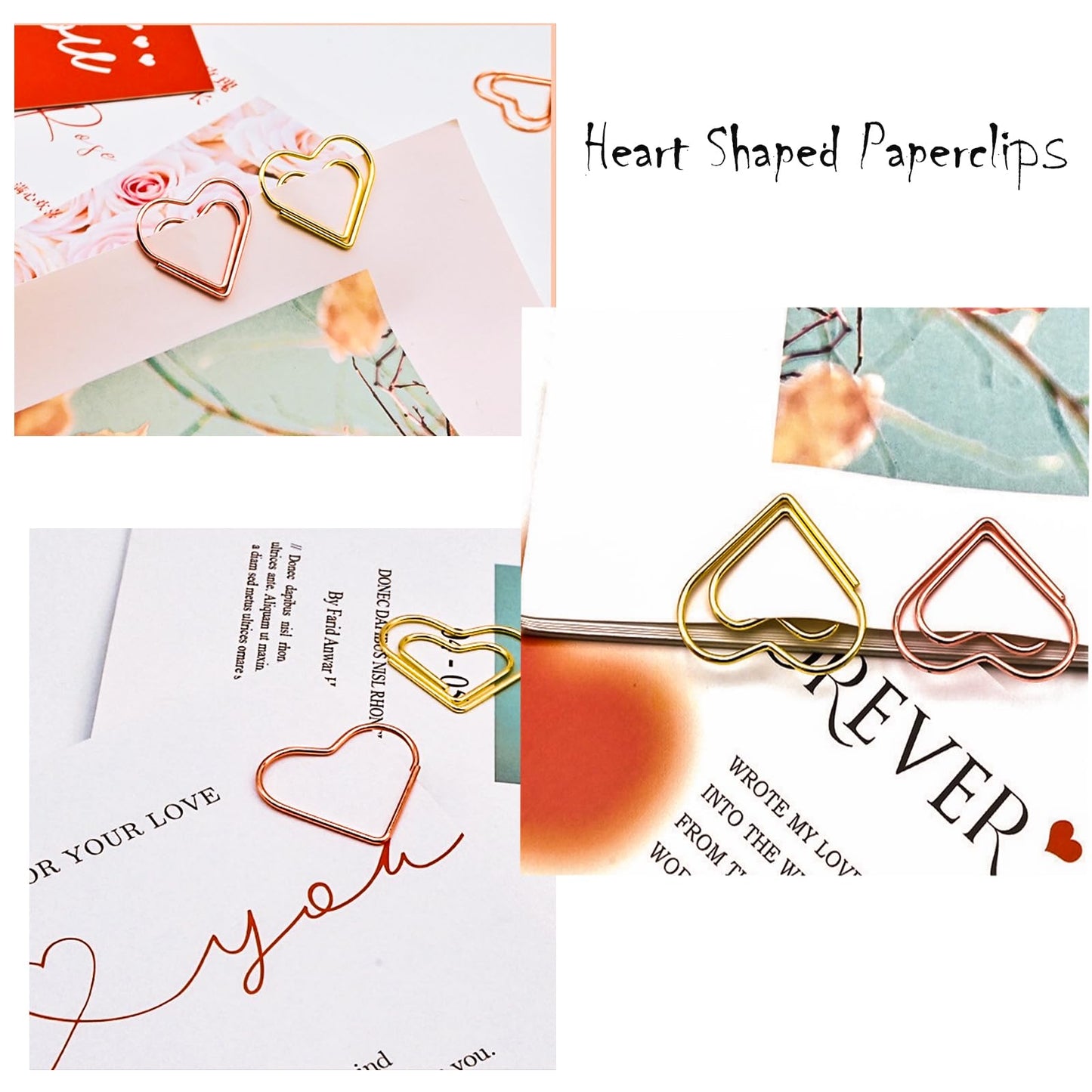 30Pcs Adorable Rose Gold Fancy Paper Clips Set, Cute Shaped Metal Clips with Travelers Accessories for Planner & Journal Supplies, Creative Decorative Bookmarks for Office School Home Organization