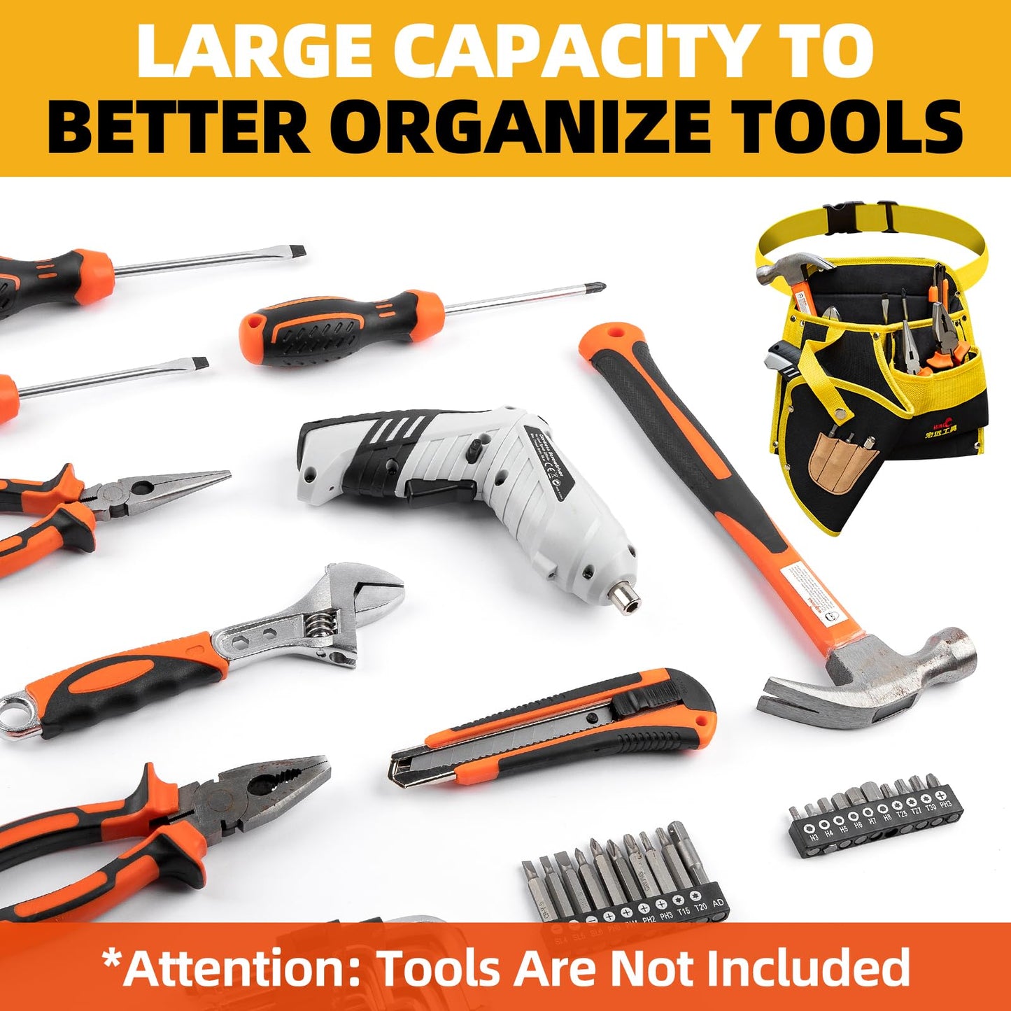 DOWELL Tool Belt for Men, Professional Toolbelt Pouches with Quick Access Pockets, Ideal Gift for Electricians, Carpenters & DIYers, Style B