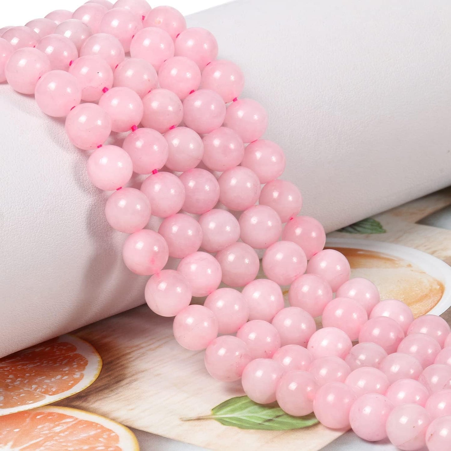 NITOPUPU 100Pcs 8mm Natural Smooth Rose Quartz Gemstone Beads Round Loose Stone Beads for Jewerly Making with Crystal Stretch Cord