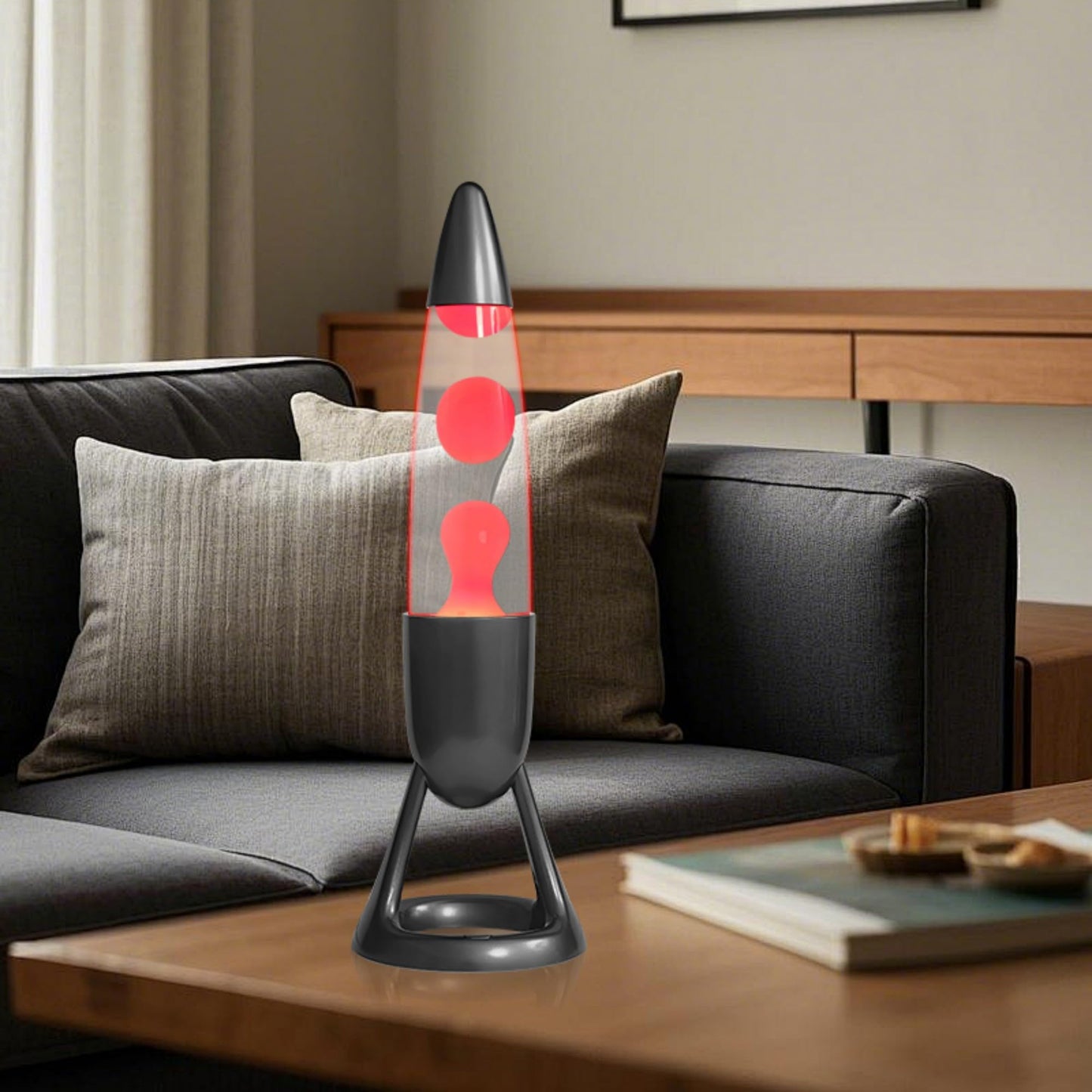 MLATAOOYG Bullet Liquid Motion Lamp Hypnotic Motion Glass Decoration, Modern Ambient Lighting for Home Office Desk, Sci-Fi Bullet Design, Gift for Men & Gadget Lovers-Gray