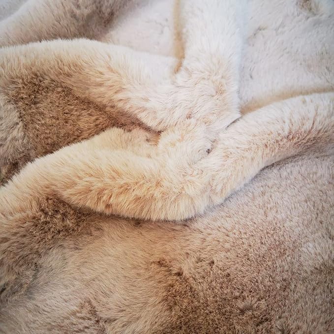 Ghouse Ultra Soft Faux Rabbit Fur Rug, Machine Washable Area Rugs for Bedroom Fluffy Rugs for Living Room, No-Shedding Carpet Sheepskin Rug Light Brown Beige 2 x 6 Feet