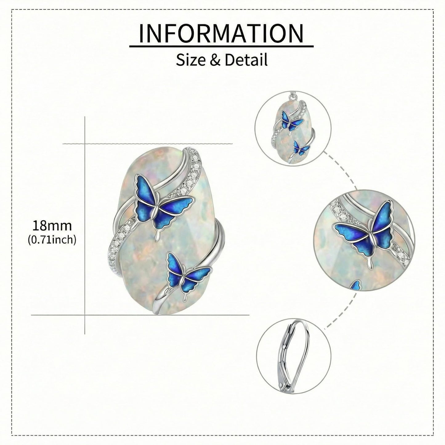 ONEFINITY Opal Butterfly Earrings Opal Earrings Butterfly Jewelry Gifts for Women