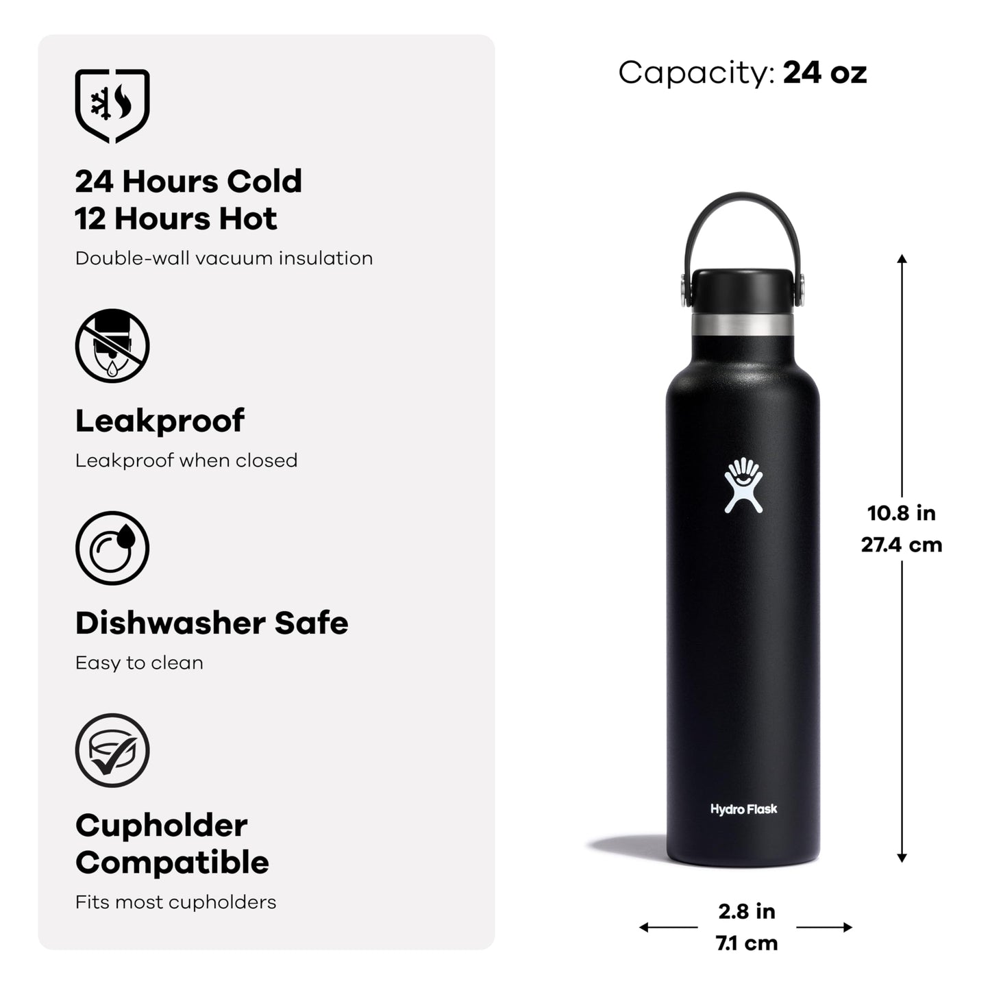 Hydro Flask Water Bottle - Insulated Stainless Steel - Non Spill, Leakproof in 24 Oz Agave Green