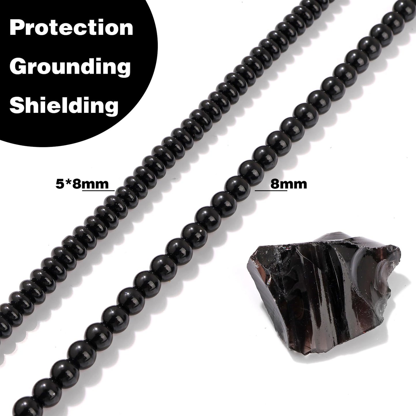 Raicegs 100pcs 8mm Black Tourmaline Beads Natural Gemstone Beads Round Loose Beads for Jewelry Making DIY Bracelets Necklace