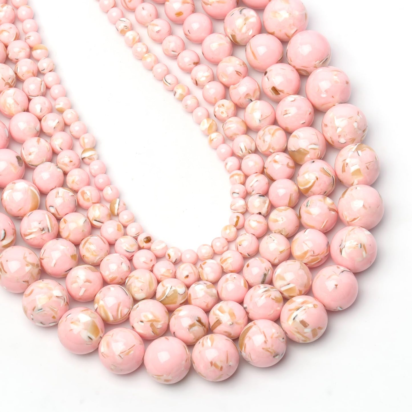 NITOPUPU 10mm 37pcs Pink Shell Turquoises Natural Stone Beads for Jewelry Making Supplies, Round Crystal Beads for Bracelets Necklace DIY Crafts