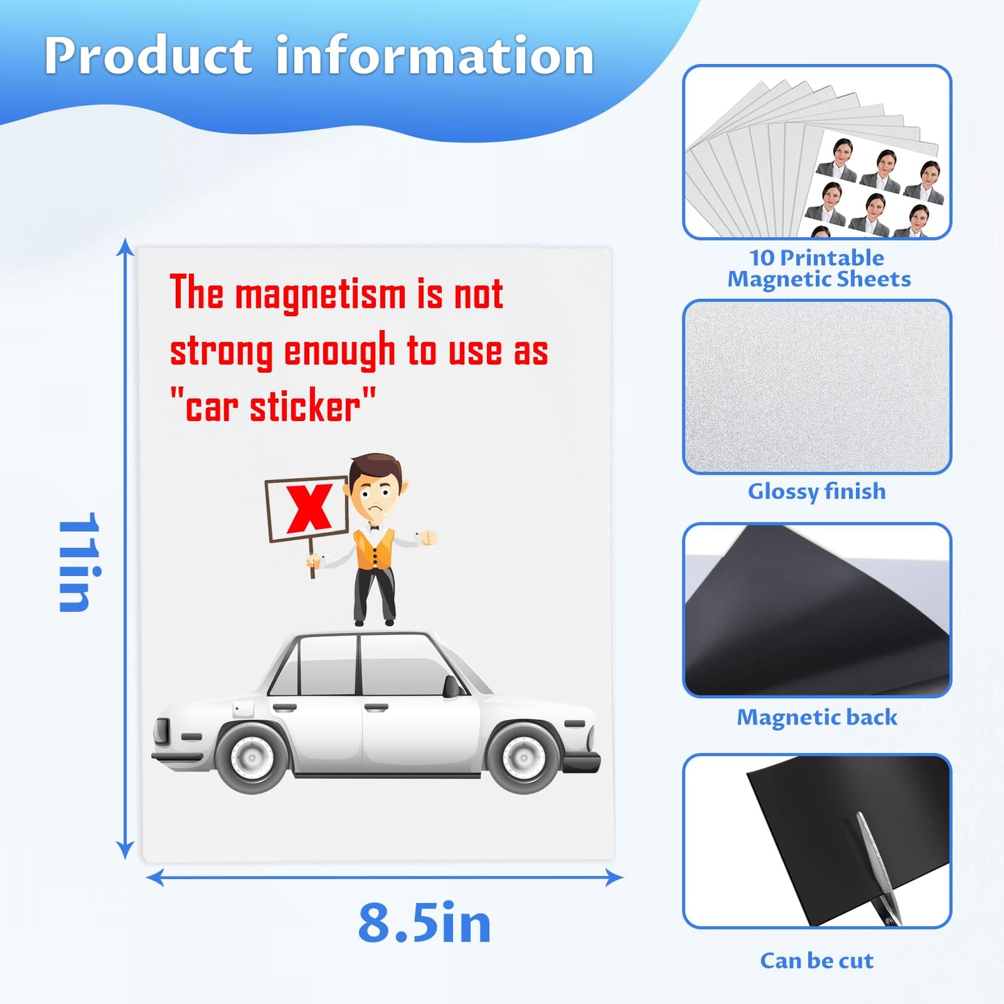 Towjug Printable Magnetic Sheets 8.5x11 Inches for Inkjet Printers, 25 Sheets Glossy Print Paper Non-Adhesive Backing, 12mil ThicknessDIY Flexible Magnet Photos