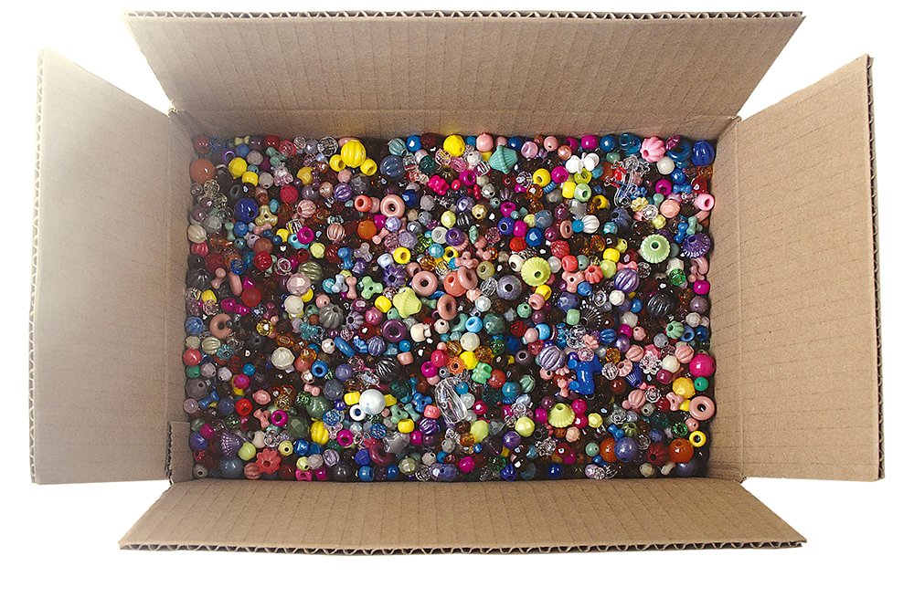 The Beadery Bonanza 5LB of Mixed Craft Beads, Sizes, Plastic, Round, Multicolor