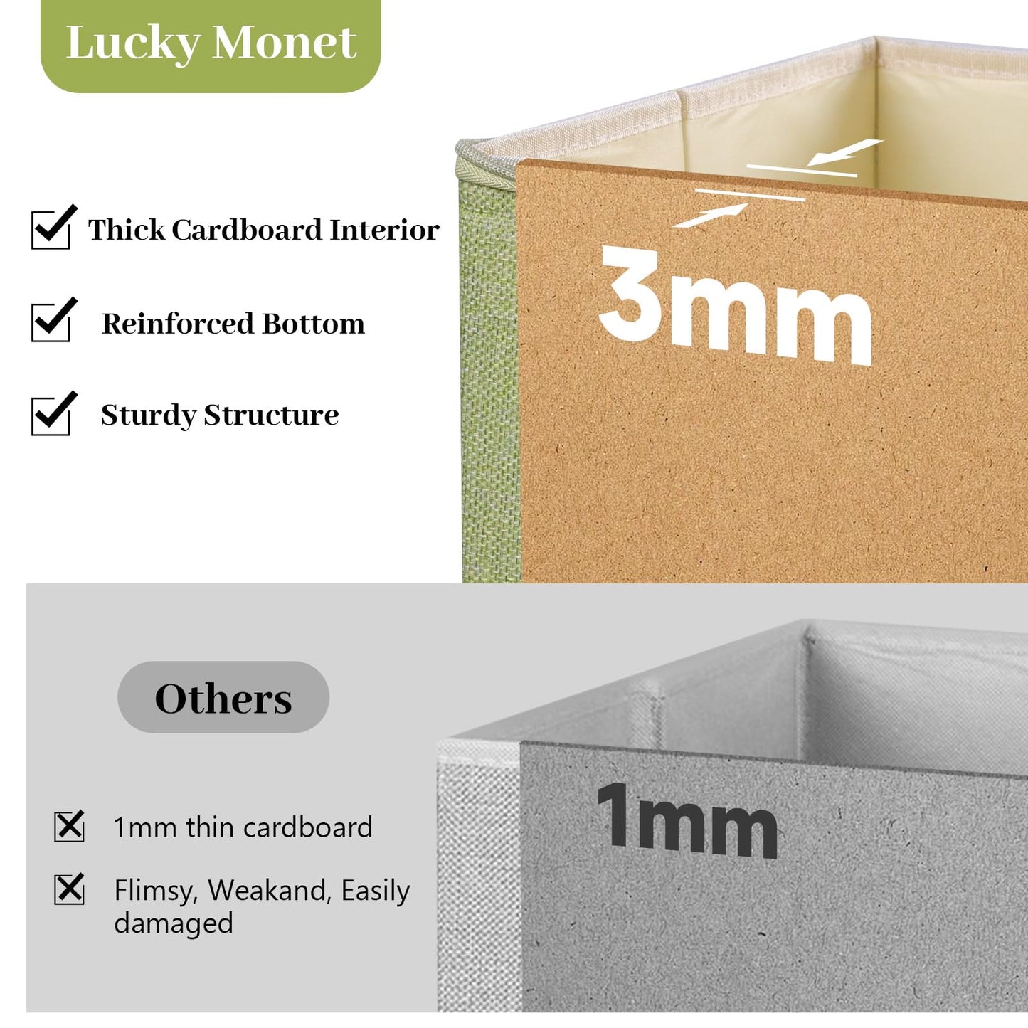 Lucky Monet 1PCS Storage Bins with Zipper Lids 15"x10"x10" Foldable Lidded Fabric Storage Boxes Baskets Cotton Linen Closet Shelf Clothes Organizer with Handles & Label Pocket (Green, Large)