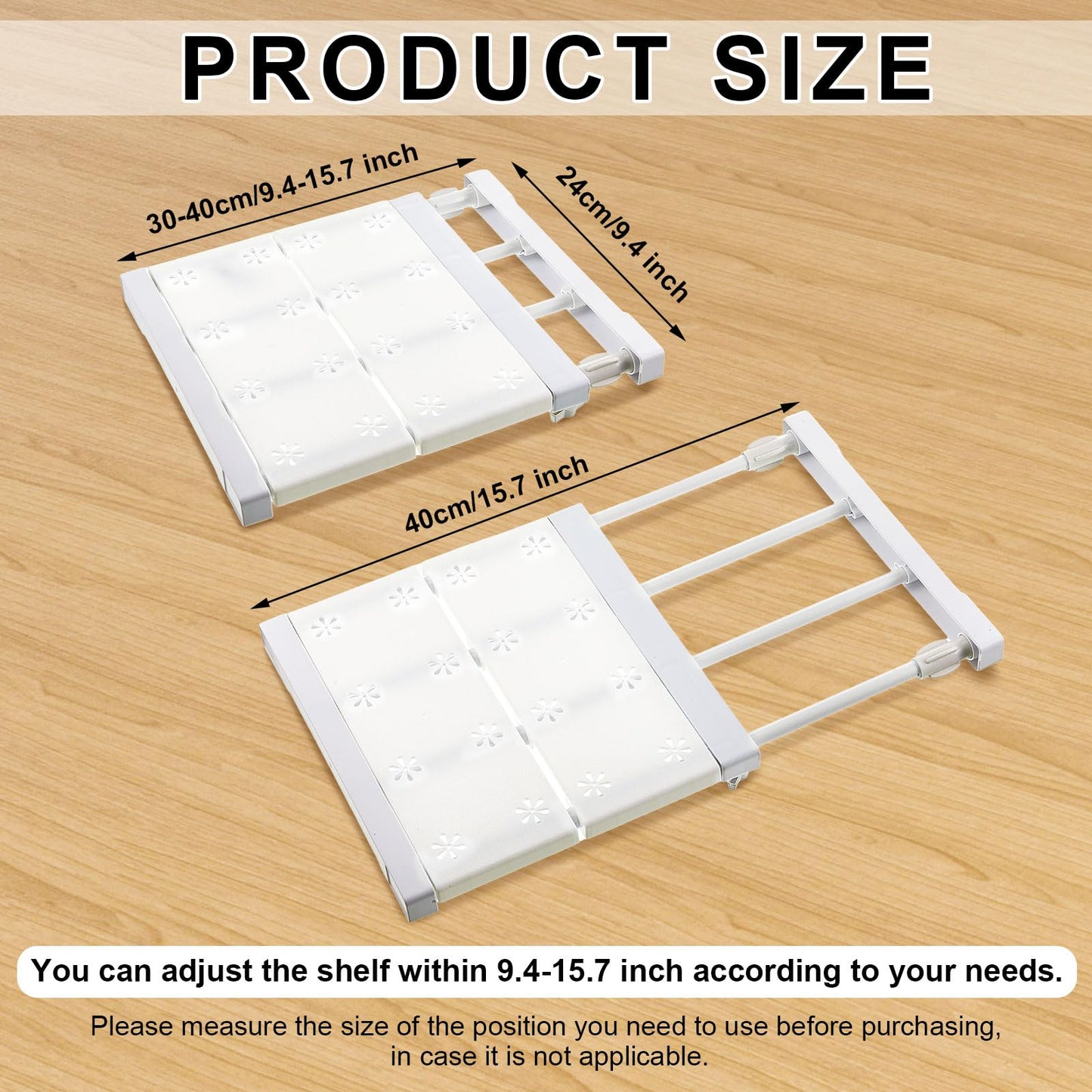 Gerrii 2 Pcs Closet Tension Shelf Rod Expandable Shelf Locker Organizer Adjustable Storage Rack Scalable Layered Divider Separator for Cabinet Wardrobe Kitchen Bathroom (10.83''-17.91'')