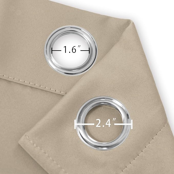 LEMOMO Blackout Curtains 66 x 72 Inch Long Khaki Curtains Set of 2 Panels Room Darkening Curtains for Bedroom and Living Room