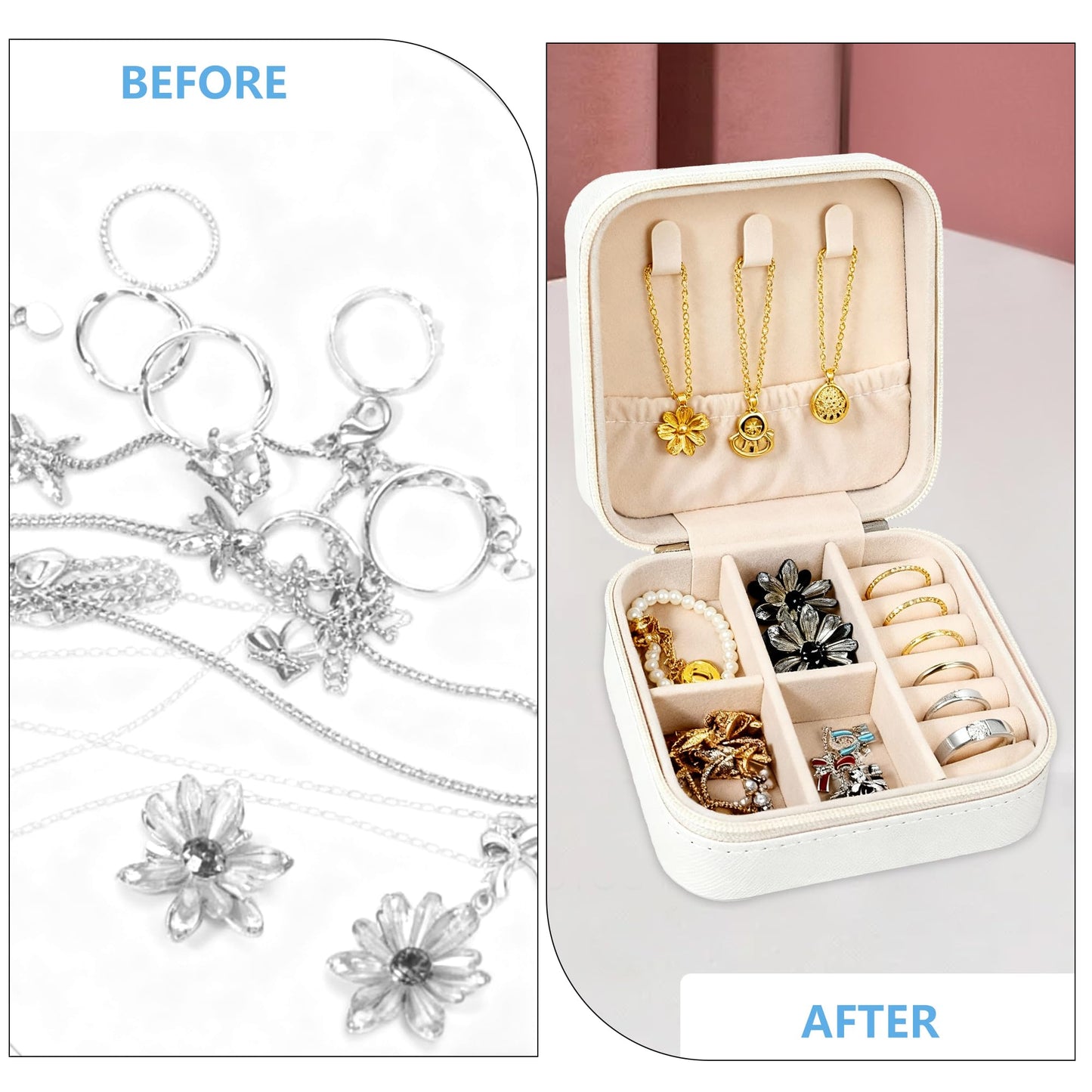 Yukriko 8 Pcs Bridesmaid Proposal Jewelry Gifts Boxes, Mini Travel Jewelry Case Poratble Earring Organizer for Women Bridesmaids Wedding Gifts