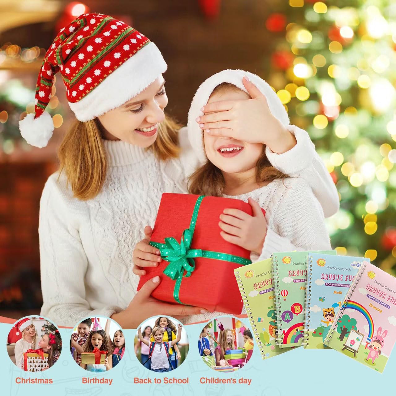 AALGO Handwriting Book Practice for Kids,Reusable Grooved Handwriting Books, Writing Practice for Kids Age 3-5