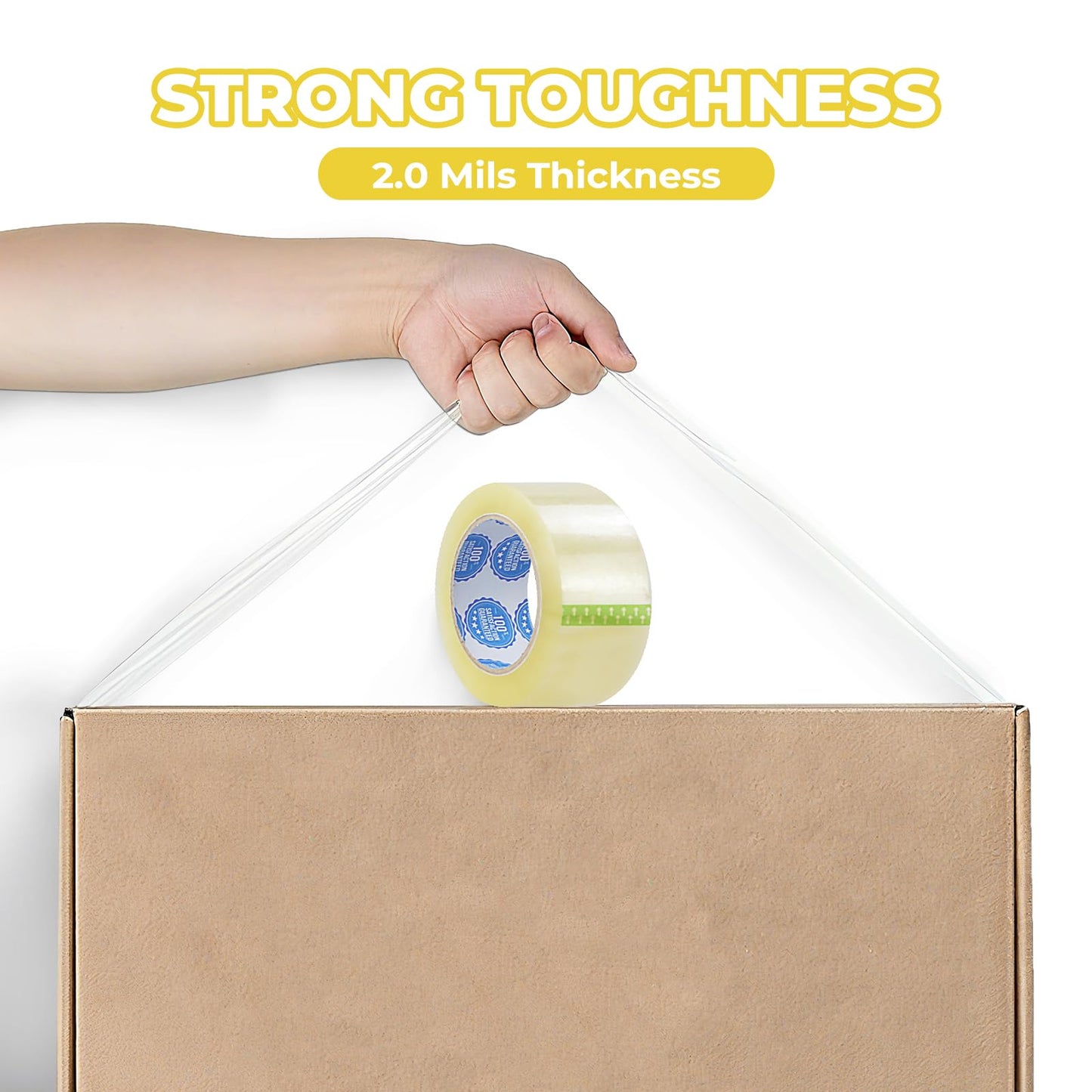 110 Yards Extra Long Packing Tape - 36 Rolls Clear 2 Inch x 1.8 Mil Heavy Duty Shipping & Moving Tape, Strong Adhesive for Storage Boxes