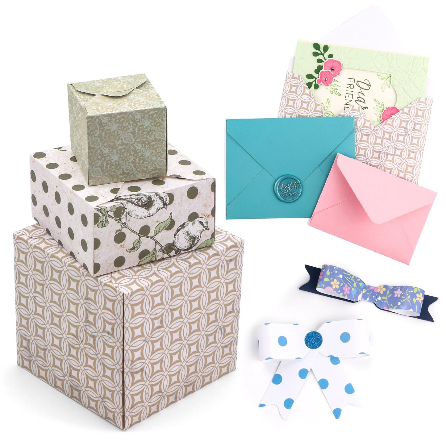BAOFALI 3-in-1 Punch Board for Envelopes Gift Boxes Bows with Indentation Pen for Creating Custom Envelopes, Bows, and Gift Boxes Birthday Party of Different Sizes. Card Making and DIY Projects