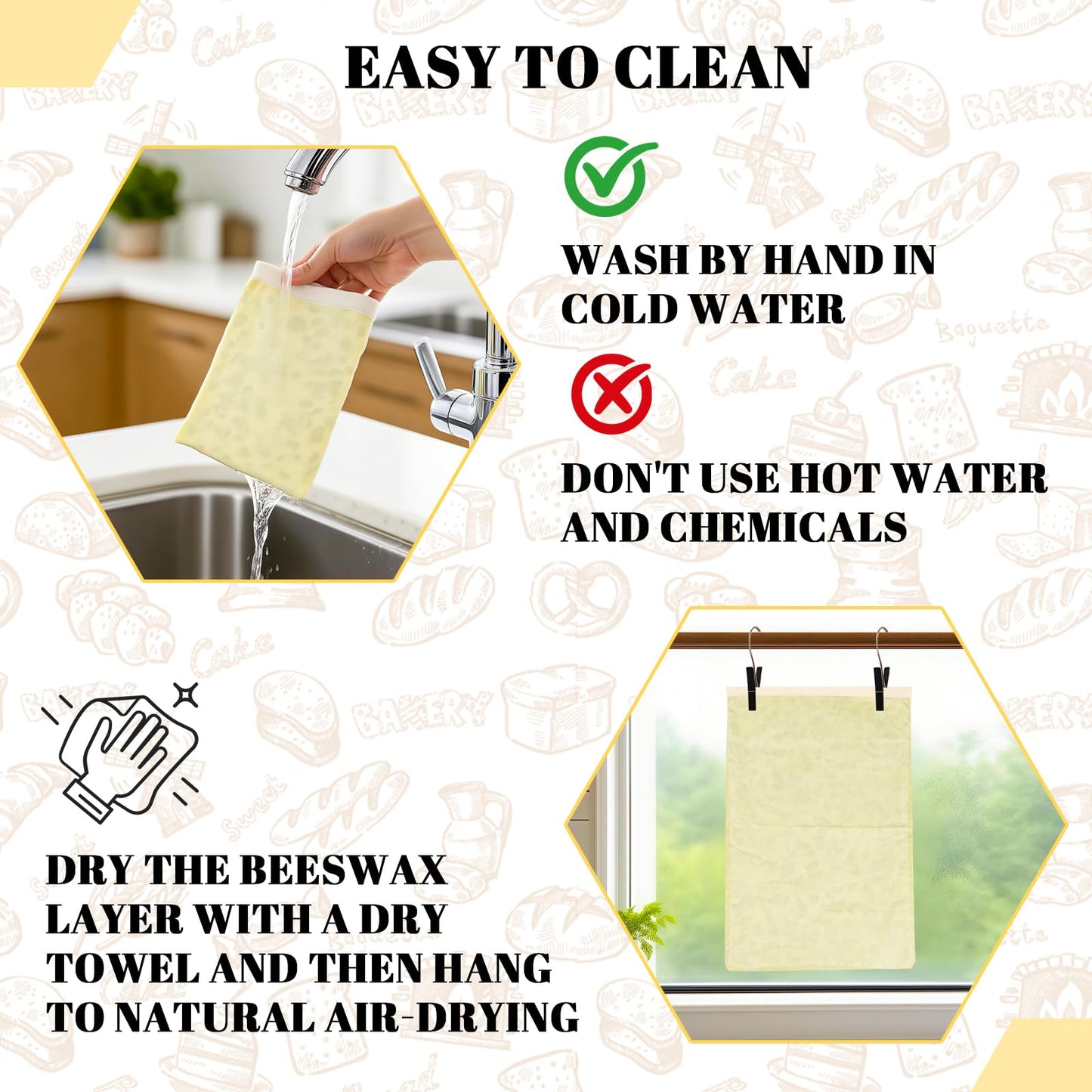2 Pack Beeswax Bread Bags - 17x13 Inch Reusable Bread Storage Bags,Bees Wax Lined Bread Bags for Home Cooks fresh bread storage Easy Clean (Berry)