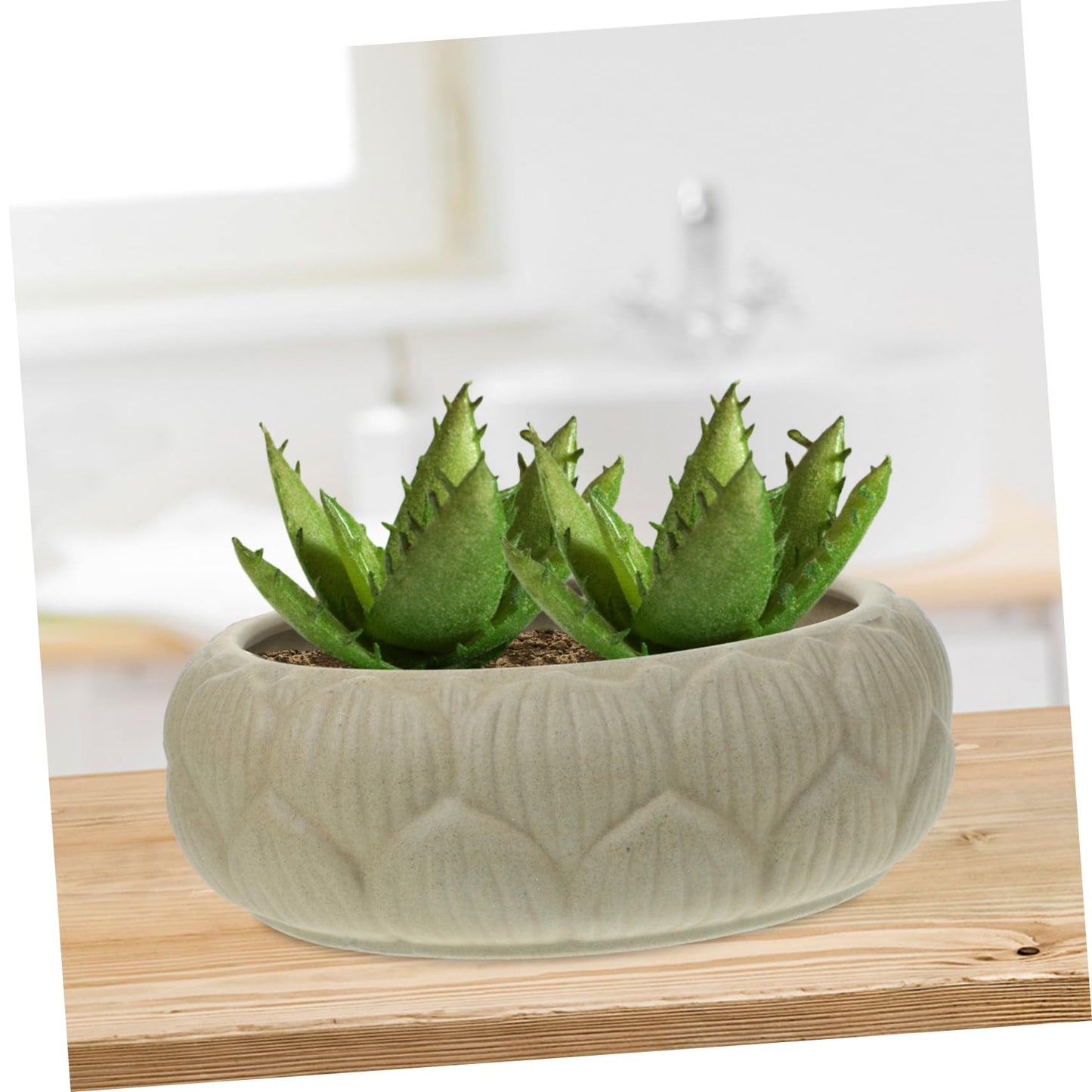 Parliky Hydroponic Planter Bowl 8.26In Round Ceramic Flower Pot for Water Lily Succulents Indoor Garden Decoration and Storage Container