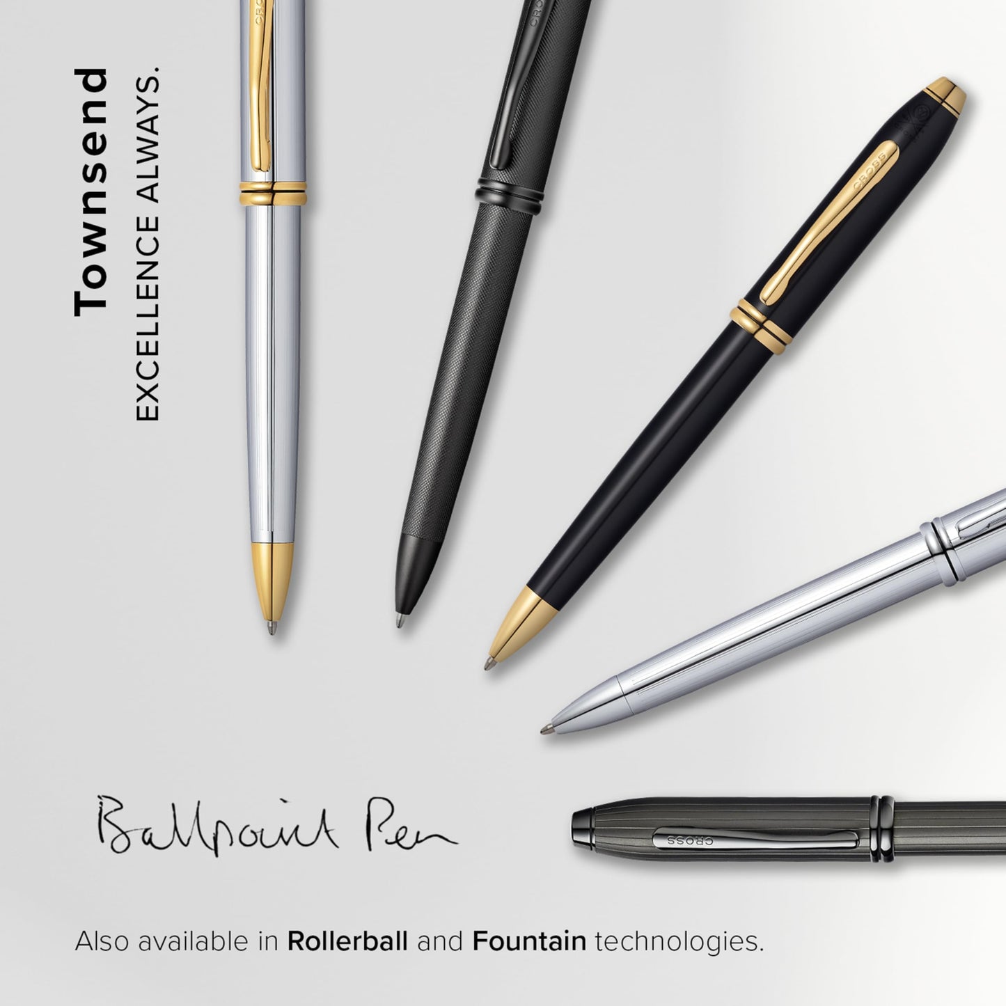 Cross Townsend Black Lacquer Ballpoint Pen with 23KT Gold-Plated Appointments (572TW) by Cross