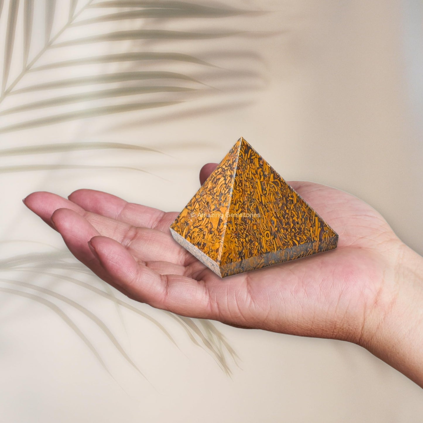 Amazing Gemstone Mariyam Jasper Pyramid Crystal Healing Stones - 1.5" Great Pyramid Figurine of Natural Stone Pyramid for Meditation, Reiki, Chakra Balancing and Crystal Pyramids Grid