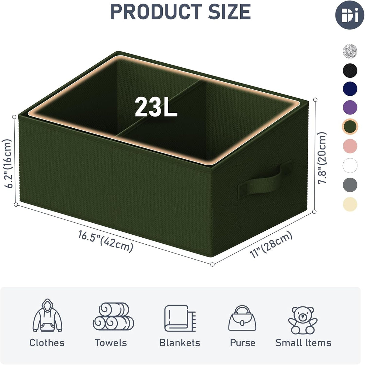 Large Closet Shelf Organizer Bins 4 Packs with Handles and Divider (4 Count)