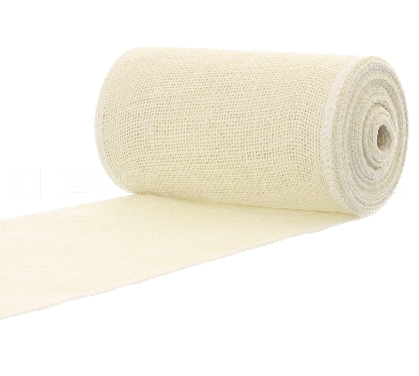 CleverDelights 6" Ivory Burlap Ribbon - Wired Edges - 10 Yards - Jute Burlap Fabric Ribbon