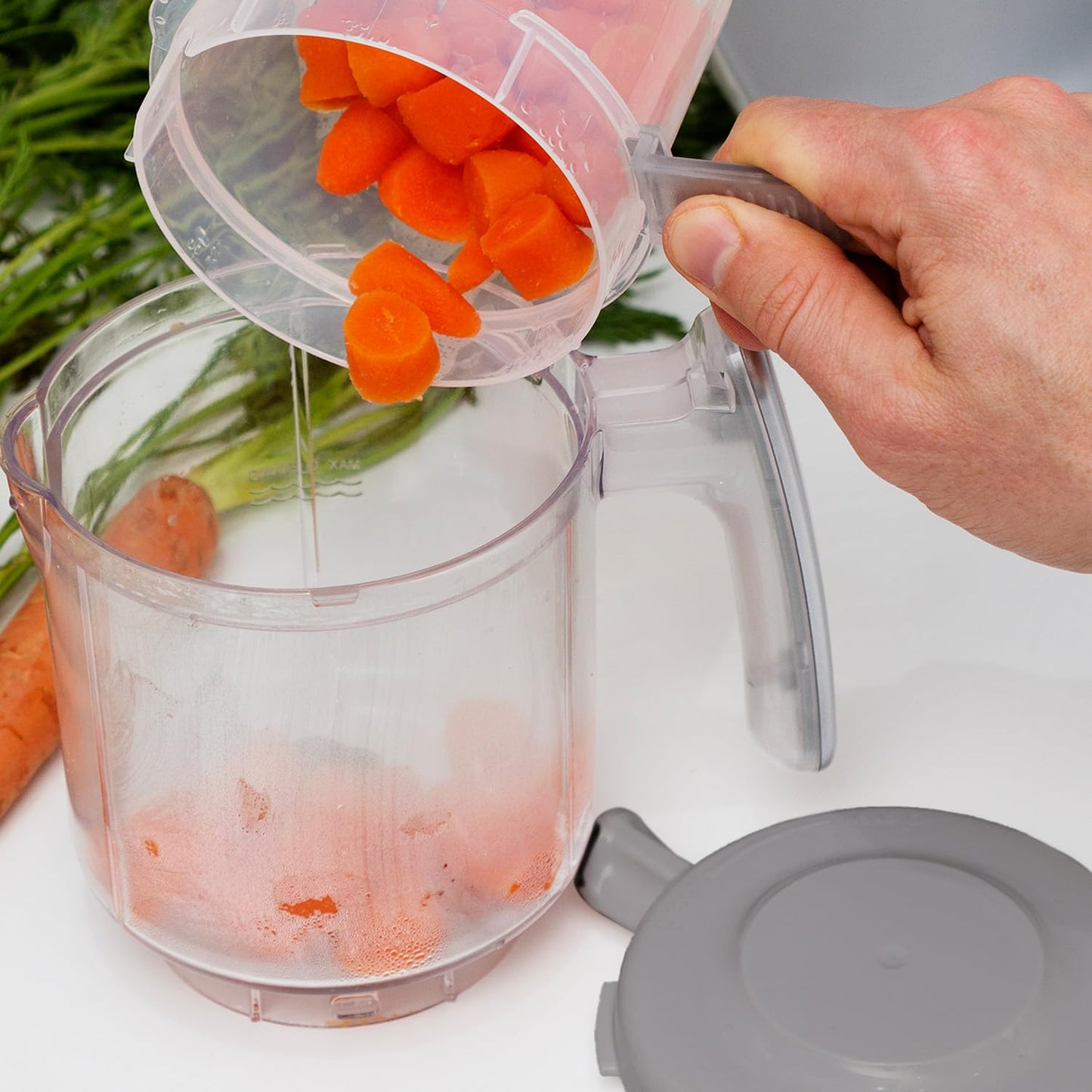 Replacement Stirring Cup & Blade with Steaming Basket for EVLA'S Baby Food Maker - Gray
