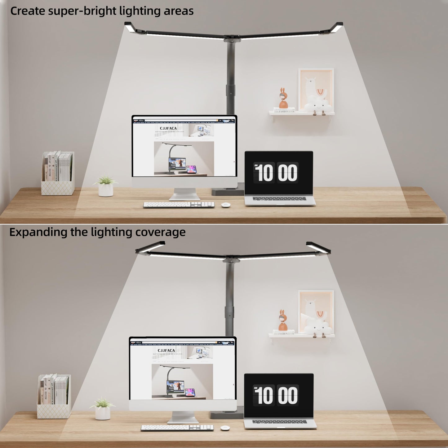 CJJFACA desk lamp for home office，Architect Led Desk Lamp with 25 Lighting Modes Adjustable Flexible Gooseneck, 24W Ultra Bright Task Lamp with Atmosphere Lighting（Black Desktop)