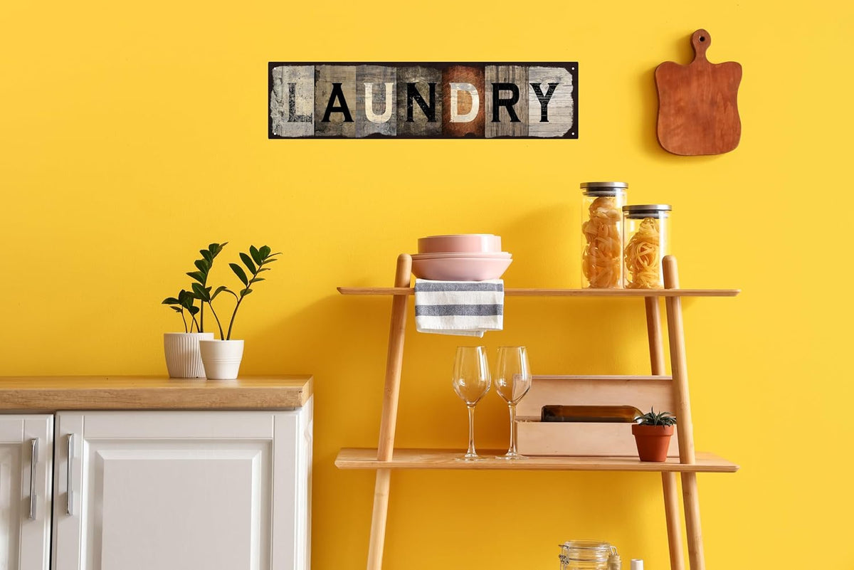 Vintage Tin Sign Retro Metal Laundry Signs for Home Decor Stylish Wall Art Plaques Ideal Gift for Home Bathroom Kitchen and Gothic Wall Decor in Every Room 16x4in