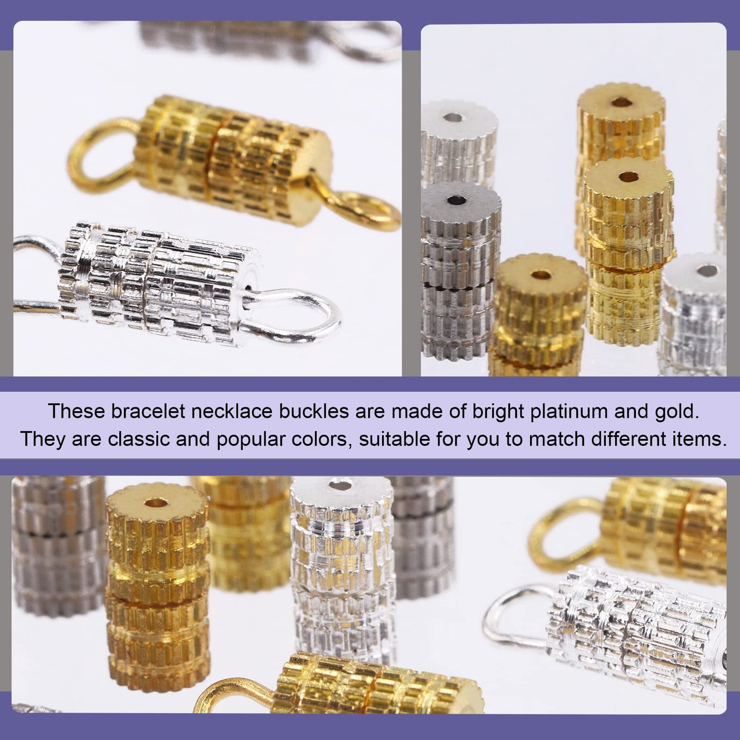 Swpeet 150Pcs 2 Styles Gold Silver White K Barrel Screw Twist Clasp Assortment Kit With and Without Ring for Necklace Bracelet DIY