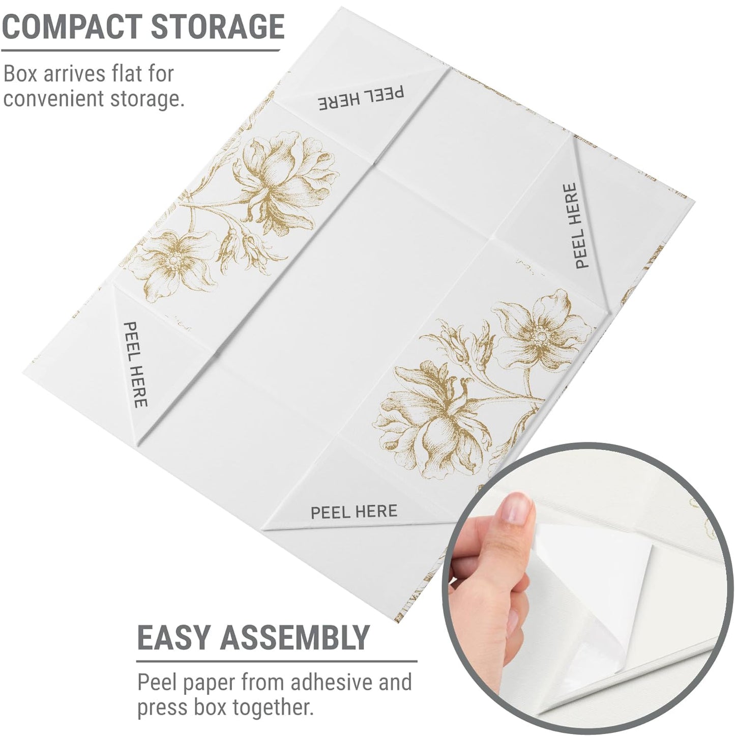 Sorarto Luxury Keepsake Gift Box | Gold Floral Decorative Boxes with Magnetic Lids for Presents, Wedding Memory Box, and Bridal Gifts. 13.5" x 9" x 4.3"