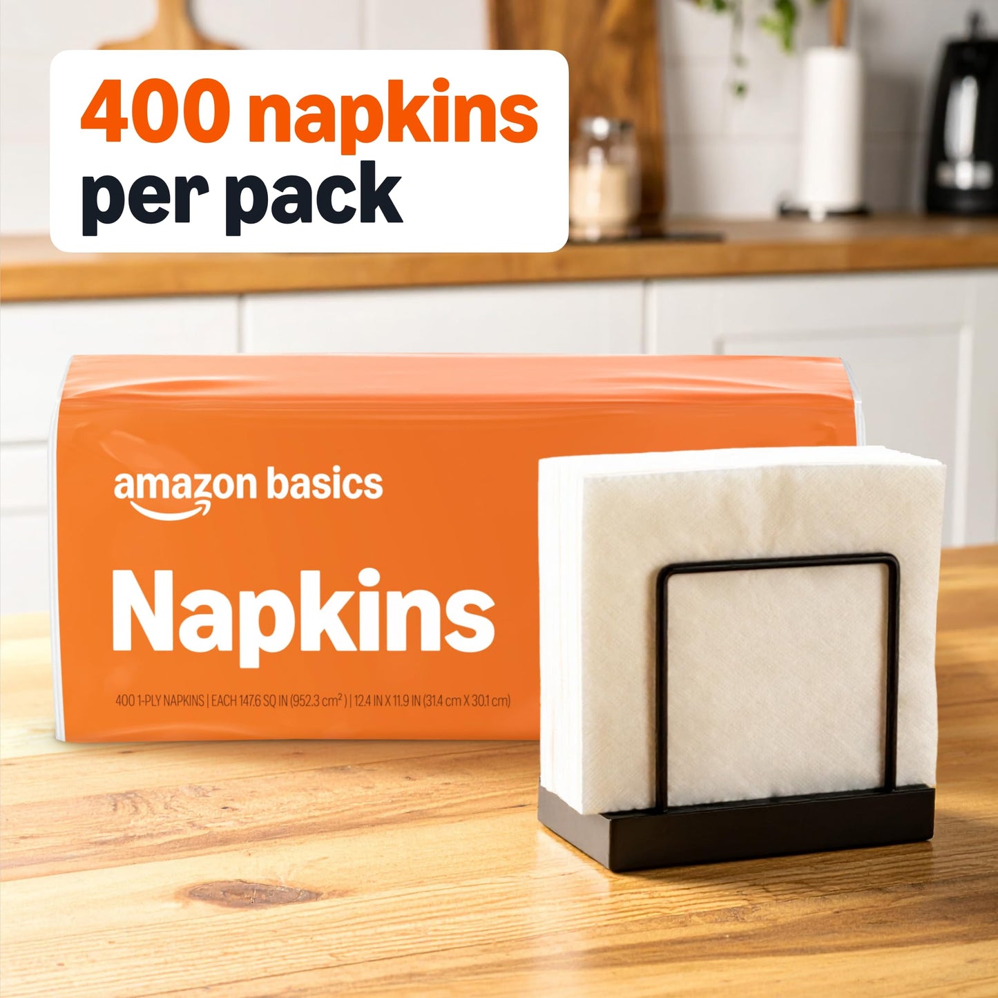 Amazon Basics Everyday Paper Napkins, 400 Count