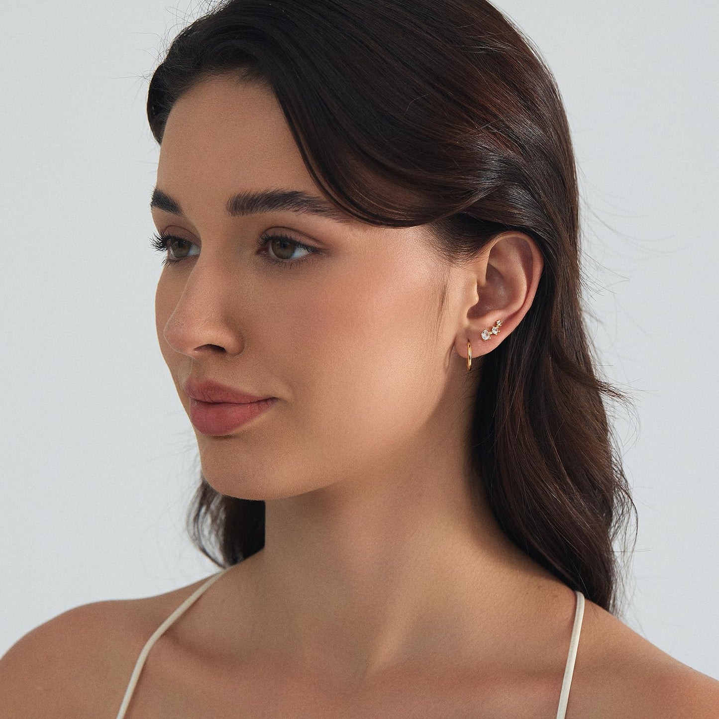 Gold Stud Earrings for Women, 3 Pairs 14K Hypoallergenic Cartilage Earrings for Multiple Piercing, Dainty Small Stackable Gold Hoop Earrings Set (Yellow Gold)