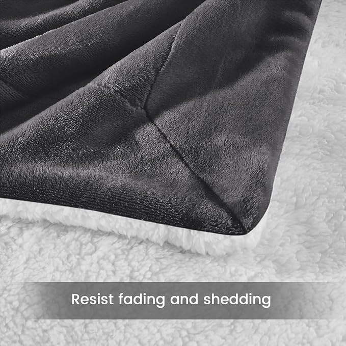IR Imperial Rooms Sherpa Fleece Throw Blanket for Couch - Soft and Fuzzy Grey Blanket for Winter - Reversible Thick and Warm Fluffy Throw Blankets for Bed, Sofa, Camping and Travel, 50x60 Inches