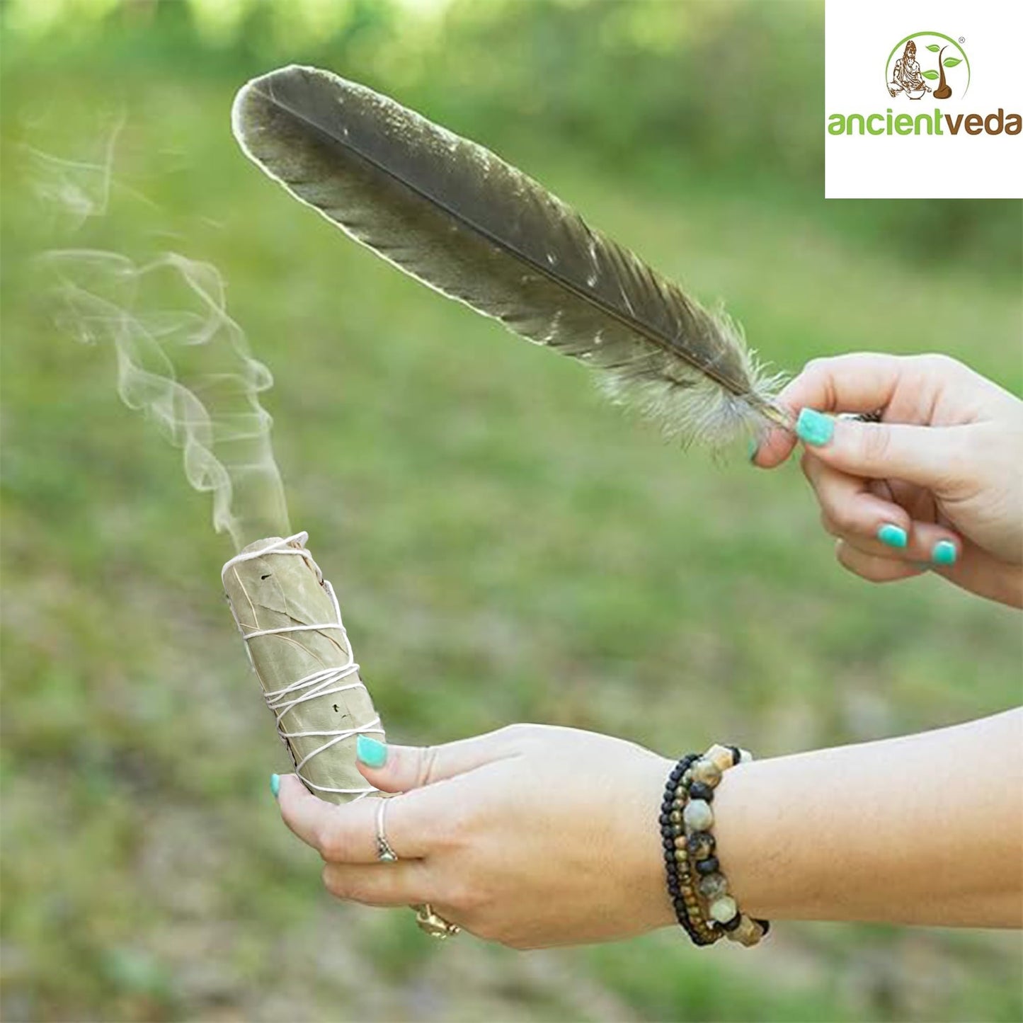 Ancient VEDA Healer's Kit: Complete Sage Smudge Kit Bundle w/Abalone Shell, Palo Santo, Sweetgrass, Turkey Feather & Guidebook – Spiritual and Energy Cleansing, Ritual Supplies, Smudging Essentials