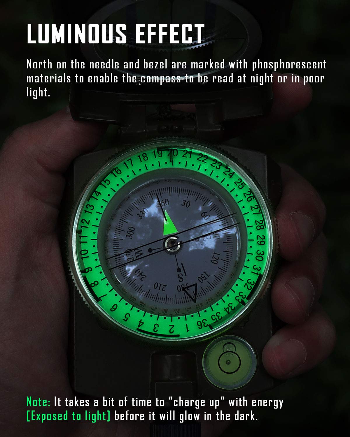Eyeskey Tactical Survival Compass with Lanyard & Pouch | Waterproof & Impact Resistant | Lensatic Sighting Compass for Hiking (Green)