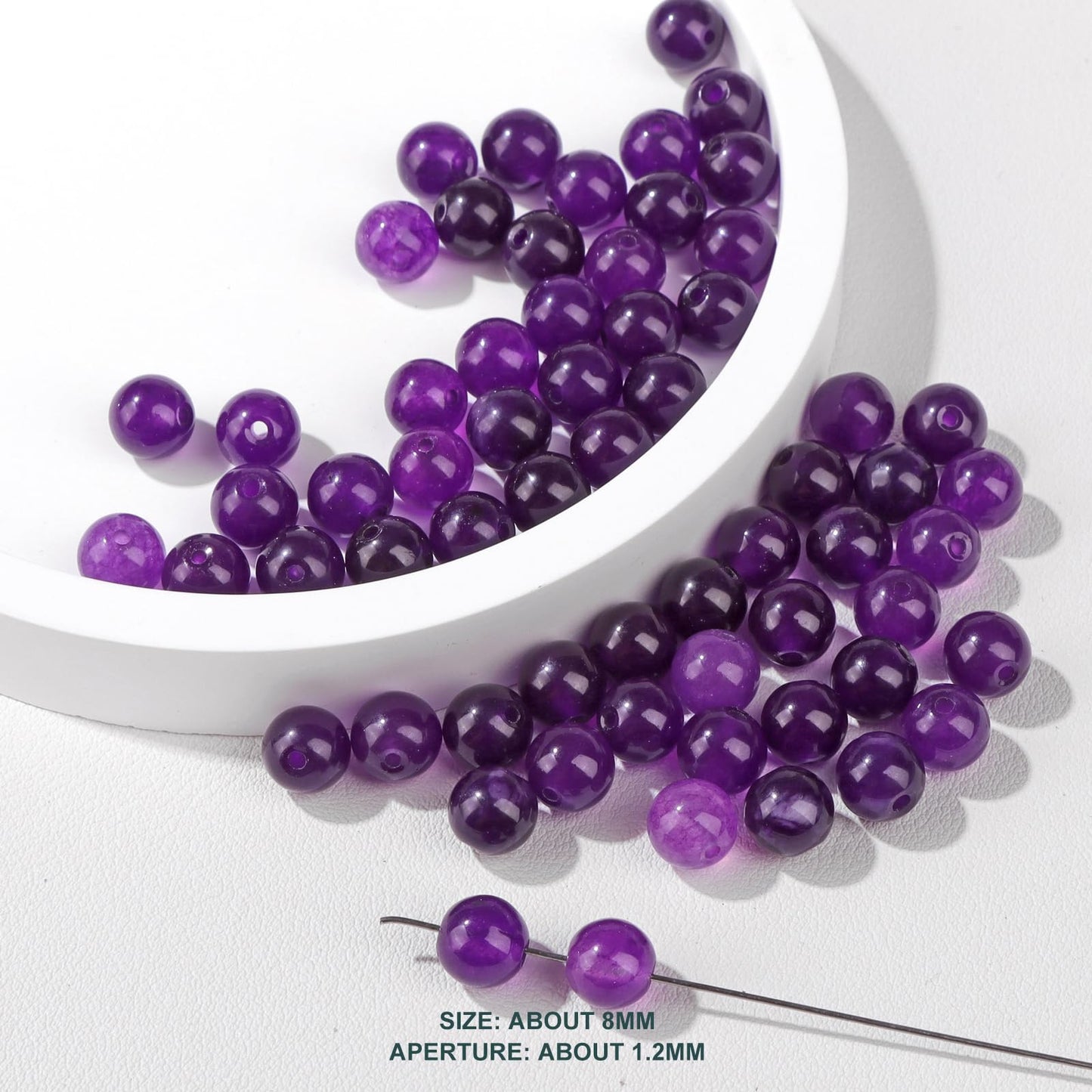Risyfjew 100PCS 8mm Natural Amethyst Beads Gemstone Round Loose Beads for Jewelry Making Chakra Crystal Stone Beads for Bracelets Necklace Earrings Making Supplies (100pcs/Strand)