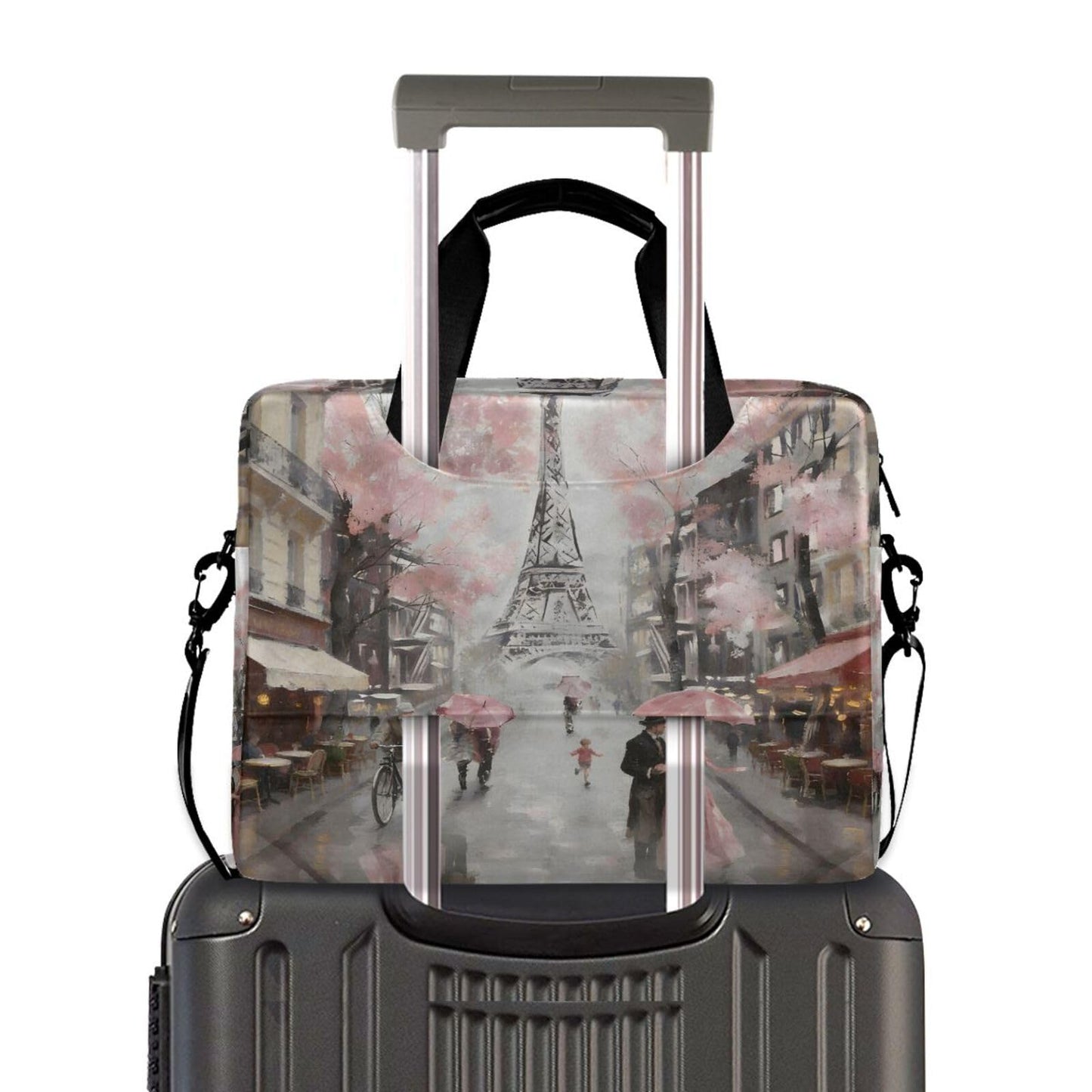 ALAZA Art Paris Eiffel Tower Laptop Case Bag Sleeve Portable Crossbody Messenger Briefcase w/Strap Handle, 13 14 15.6 inch